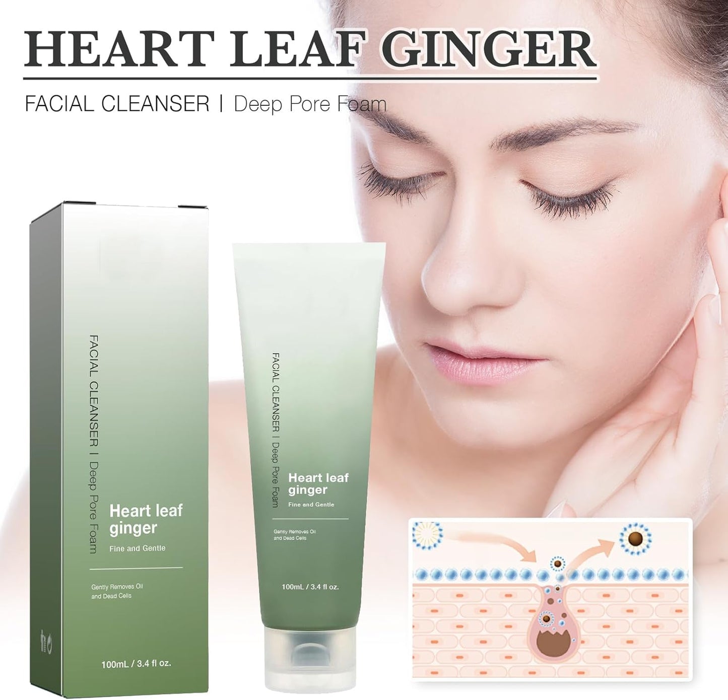 Heartleaf Pore Deep Cleanser – Salicylic & Hyaluronic Acid Foaming Facial Wash