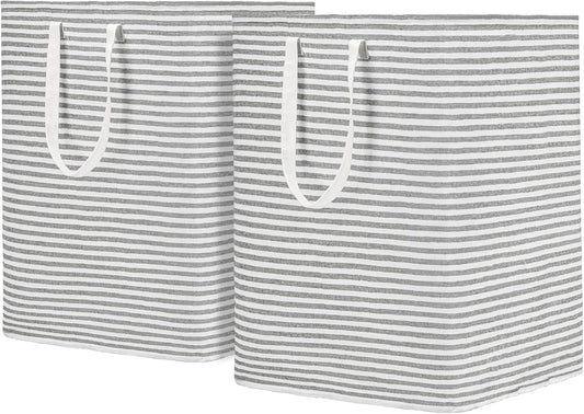 DOKEHOM 2‑Pack 120L Collapsible Freestanding Laundry Hamper with Handles – Grey