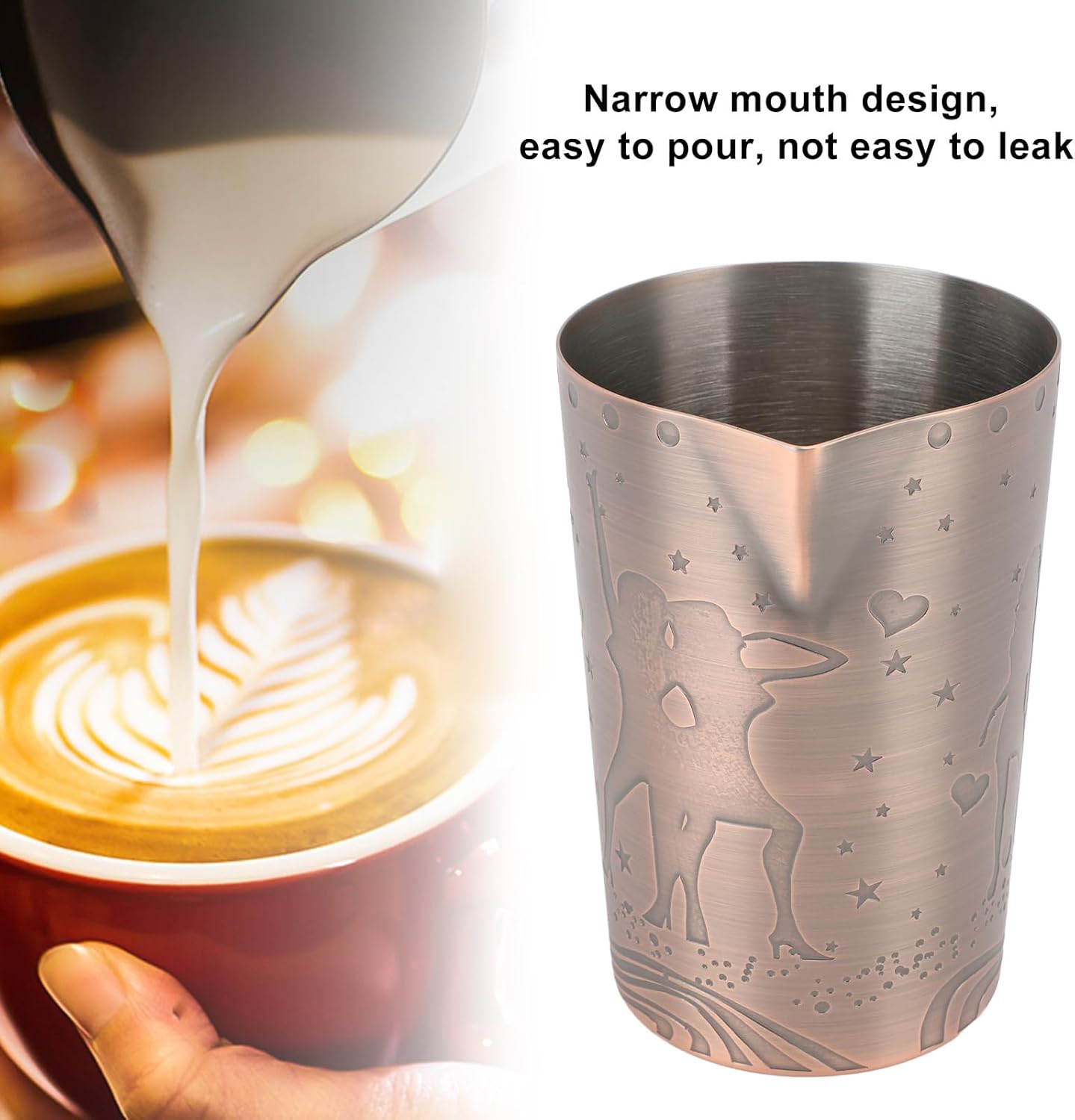 304 Stainless Steel Milk Frothing Pitcher 840ml Coffee Latte Jug