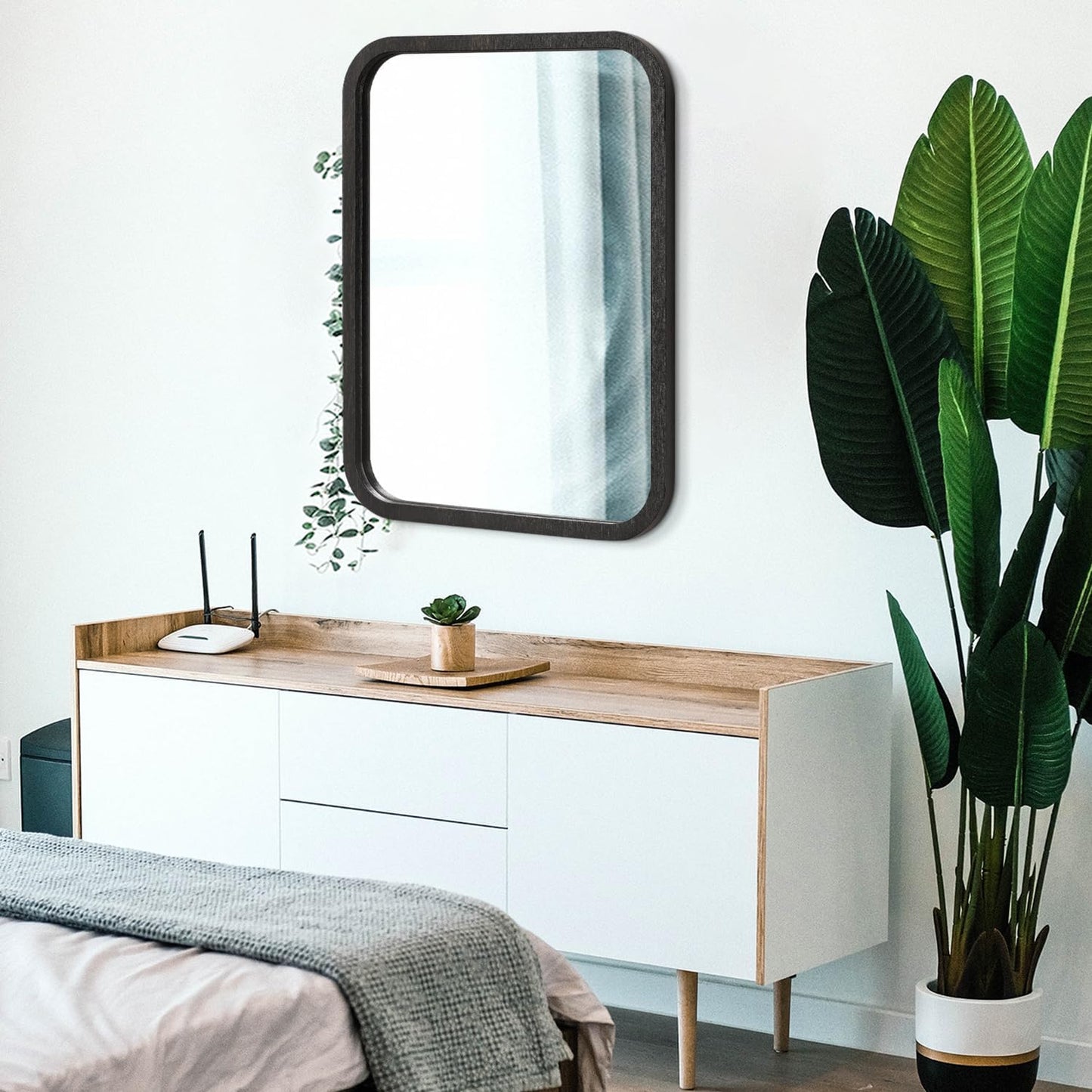 AOAOPQ Bathroom Mirror 18x26 Inch Wood Brown Farmhouse Wall Mirror