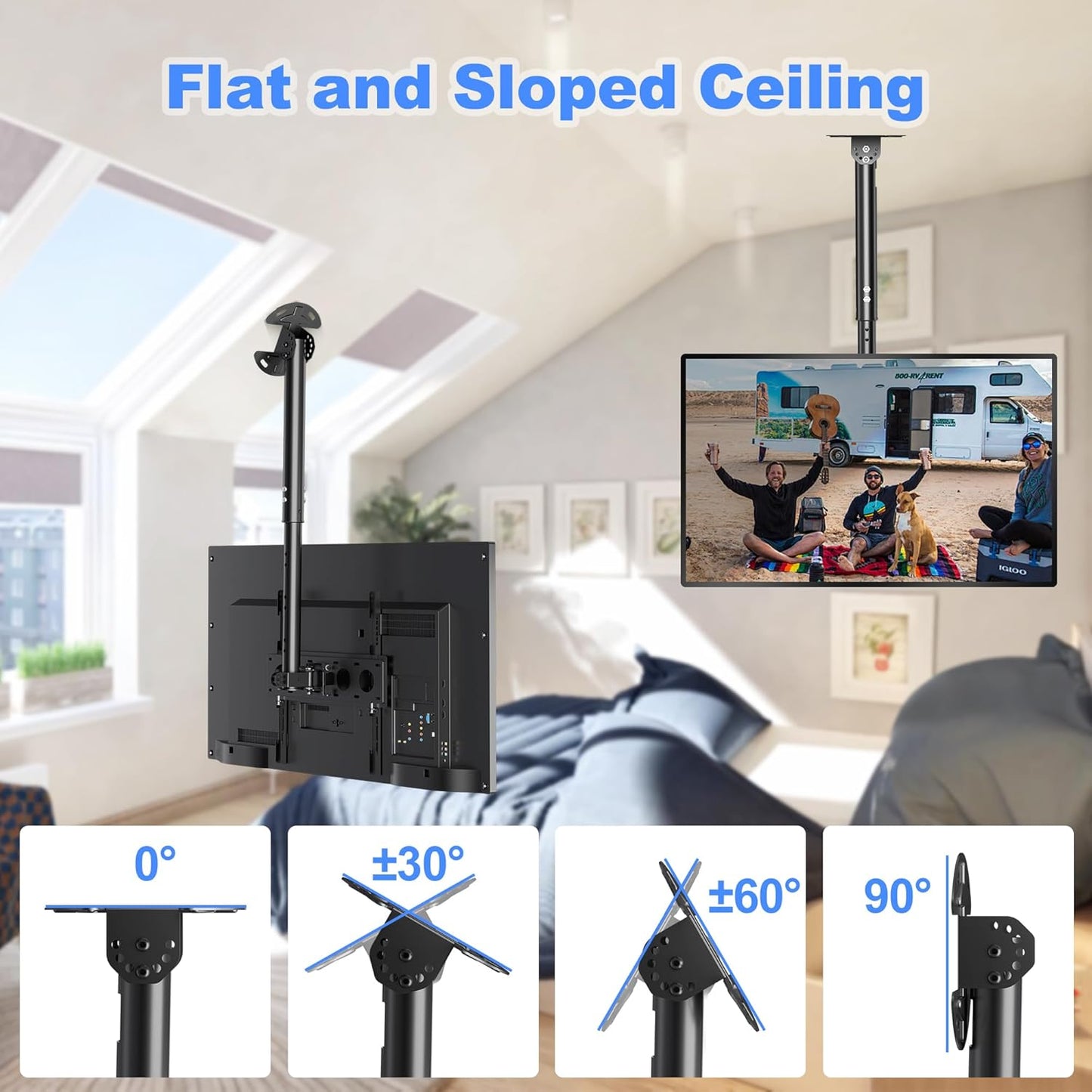 Ceiling TV Mount Full Motion Adjustable Bracket 26 65 Inch VESA