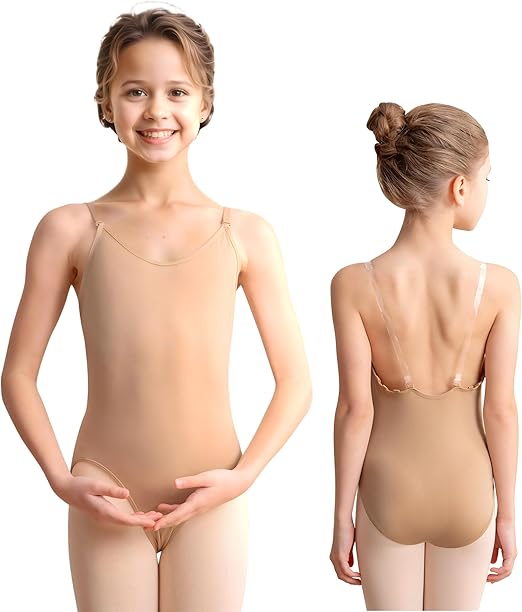 Girls Ballet Camisole Leotard Seamless Adjustable Straps Nude