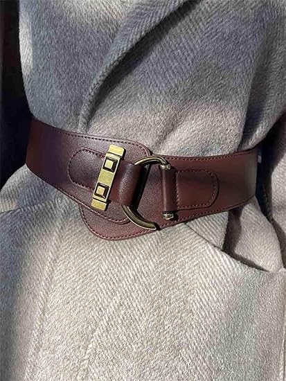 Women’s Wide Elastic Waist Belt Faux Leather Cinch Waistband Fashion