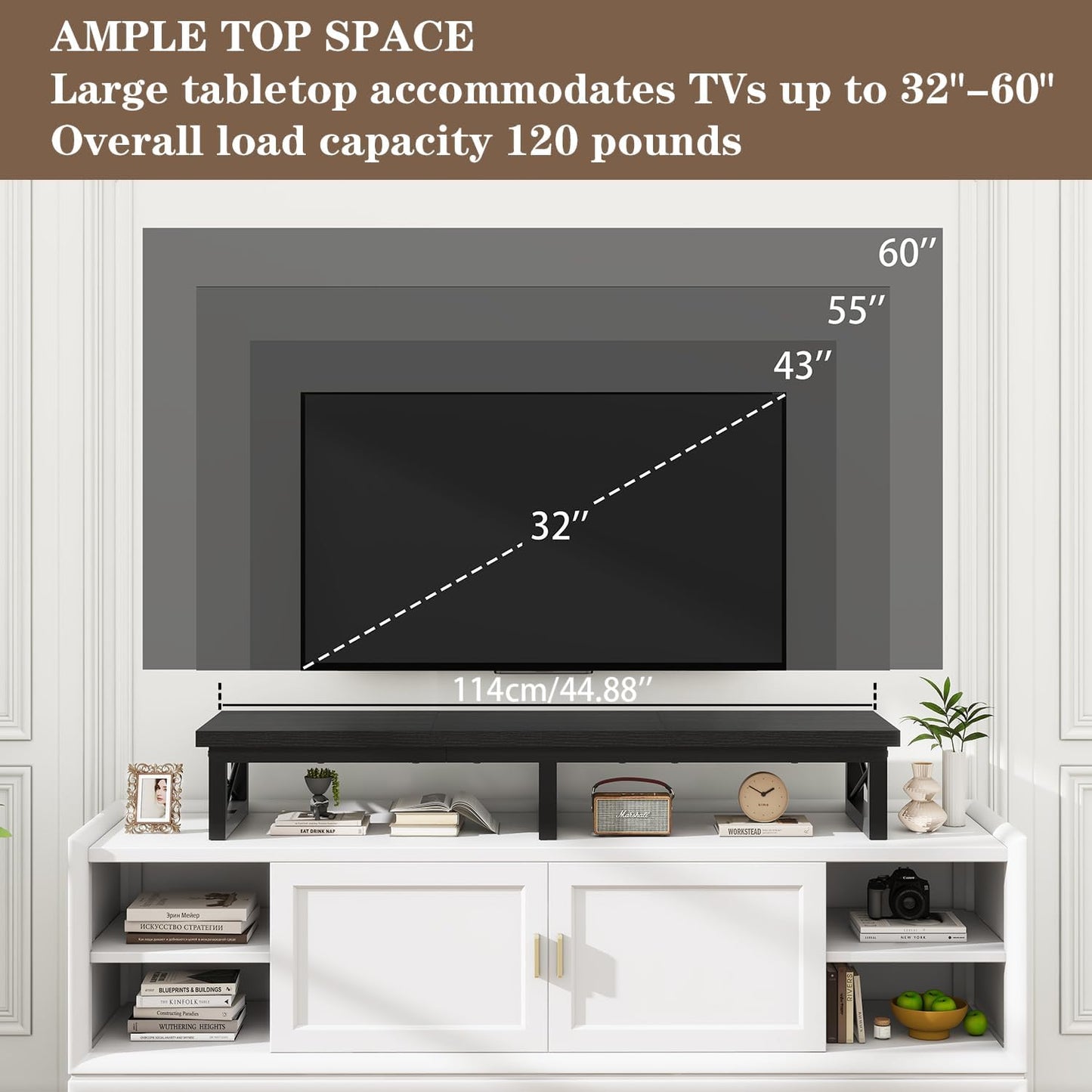 IBUYKE 45" TV Riser Stand with Storage Shelf for 32-60" TVs - Black
