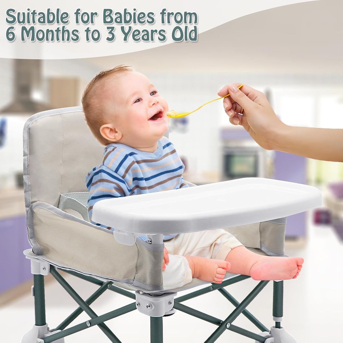 Portable Folding Baby Highchair with Tray Travel Booster Seat