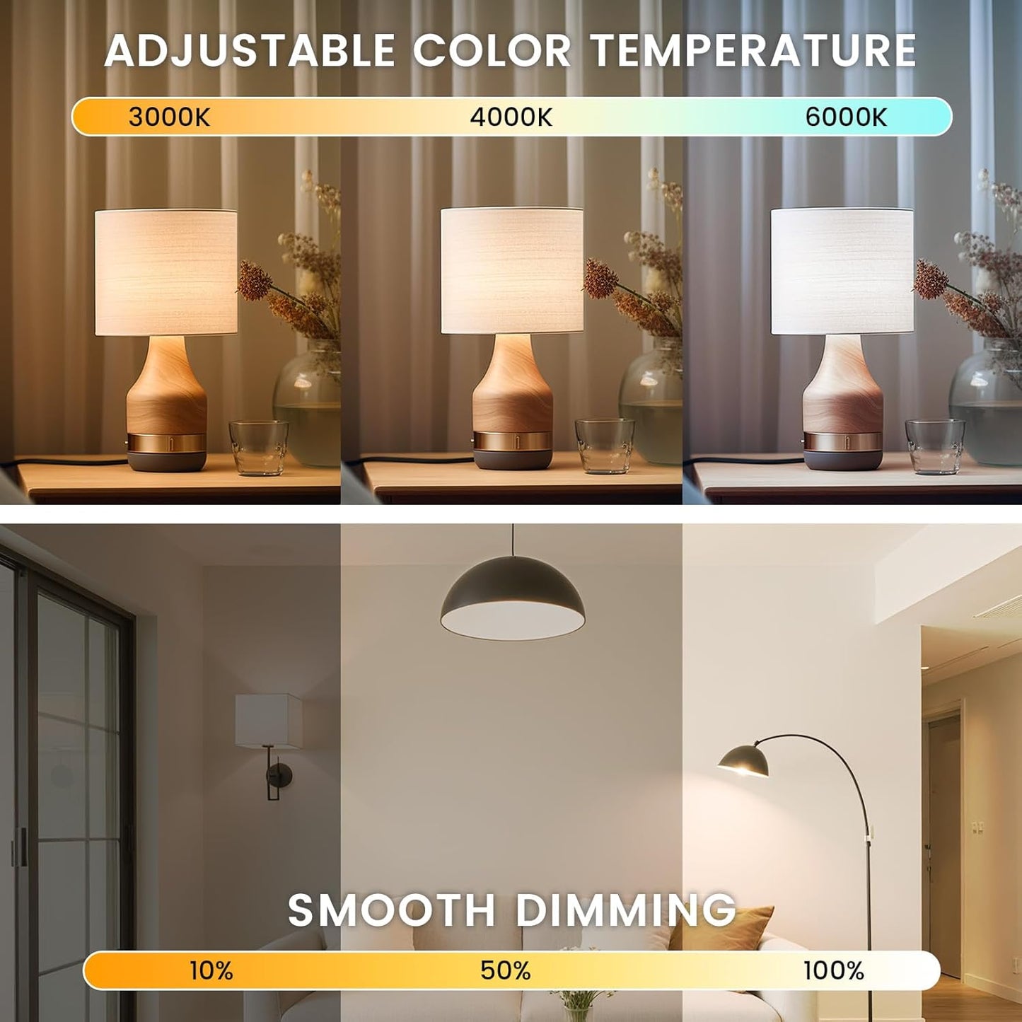 B22 LED Dimmable Light Bulb Remote Stepless 3000K-6000K A70