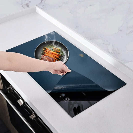 Large Navy Silicone Induction Hob Protector Mat Magnetic 61x53cm Cover