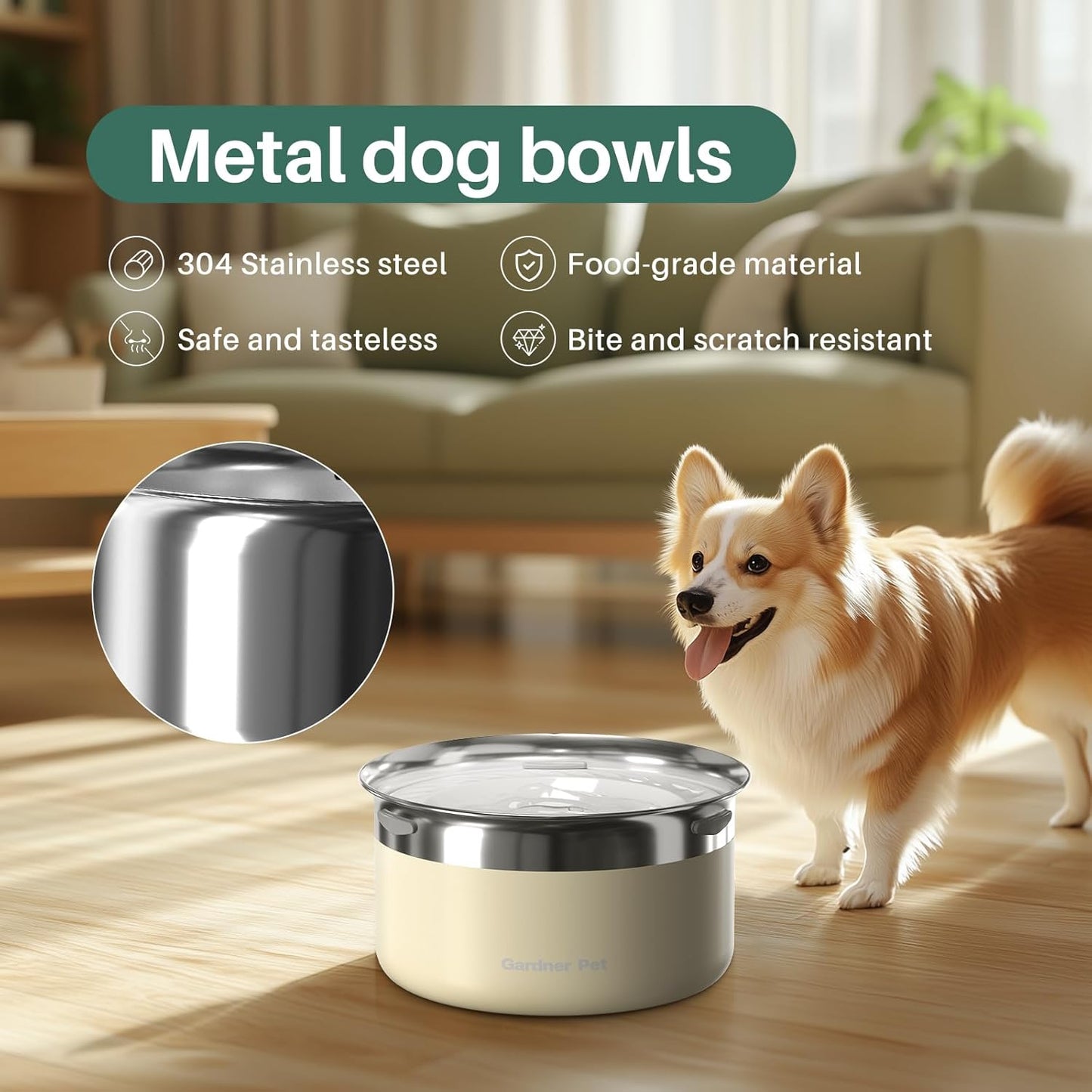 Gardner Pet Anti Spill Stainless Steel Dog Water Bowl Slow Drink