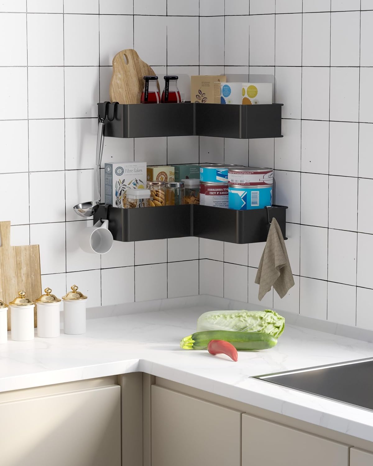 Kitsure Corner Shower Caddy 2 Pack Adhesive Bathroom Shelf Storage