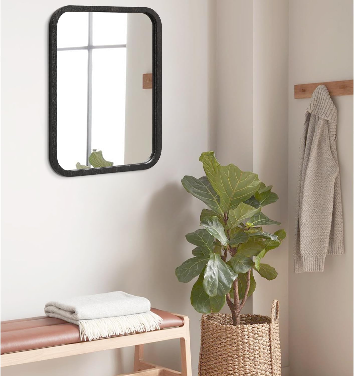 AOAOPQ Bathroom Mirror 18x26 Inch Wood Brown Farmhouse Wall Mirror