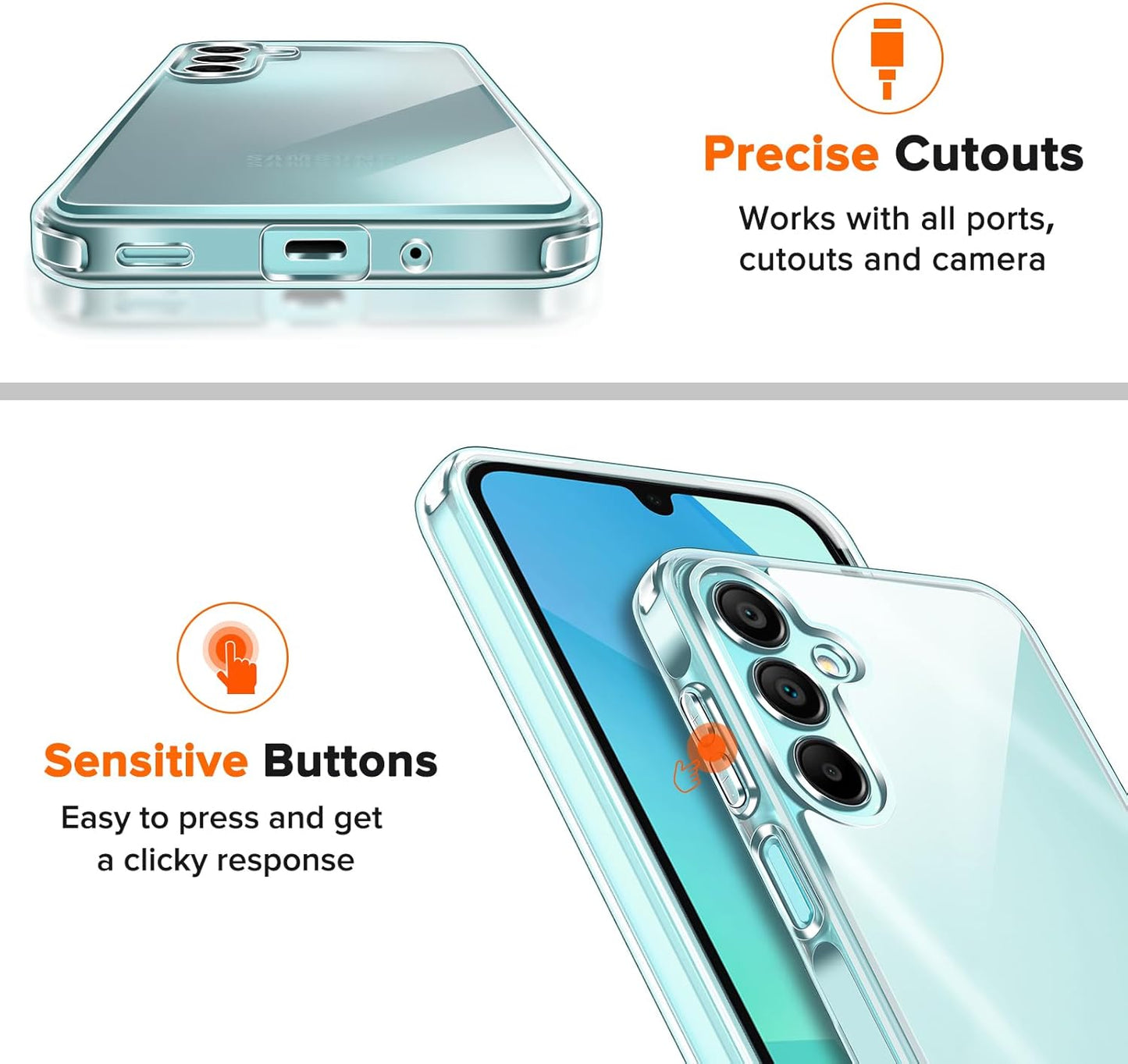 Samsung Galaxy A16 Clear Shockproof Case + 2 Screen Protectors