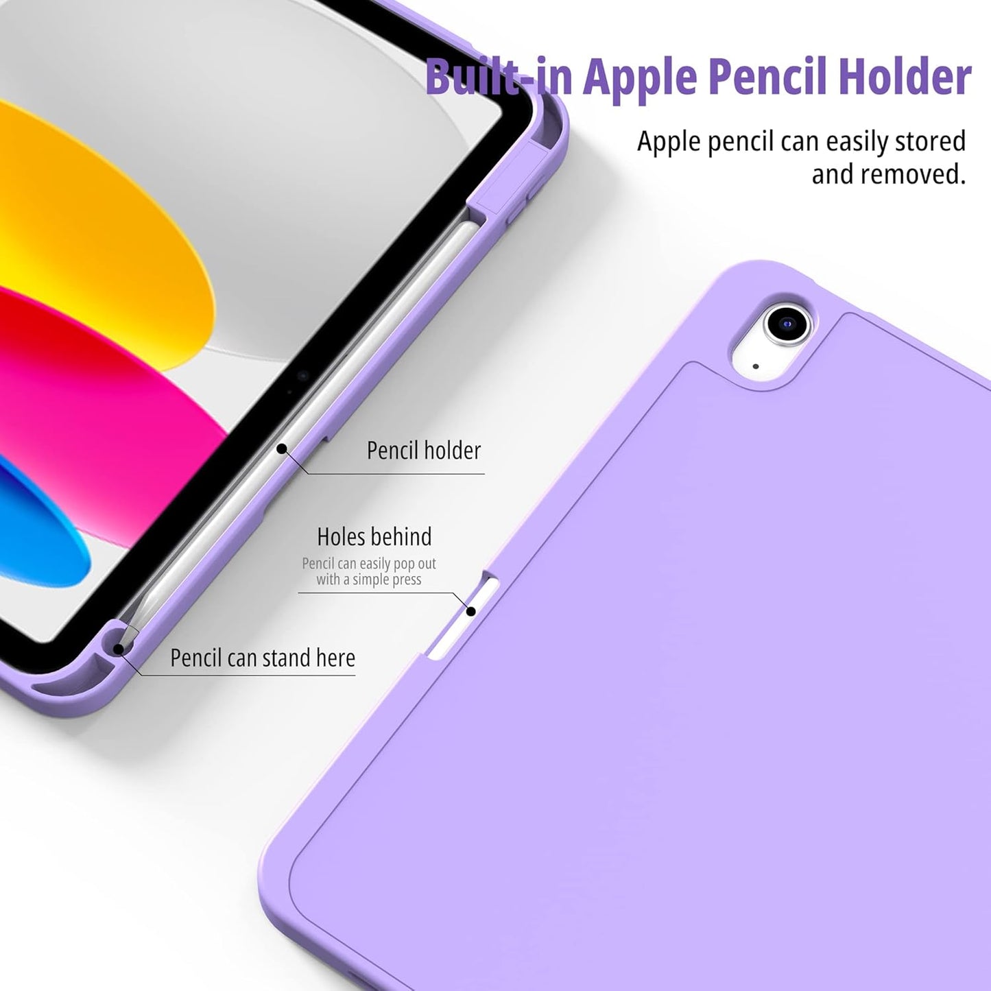 CACOE iPad 10th Gen 10.9 Case with Pencil Holder TPU Smart Cover