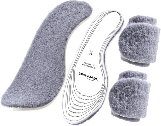 VivoFoot Premium Wool Insoles – 2 Pairs, Trimmable, Winter Warmers