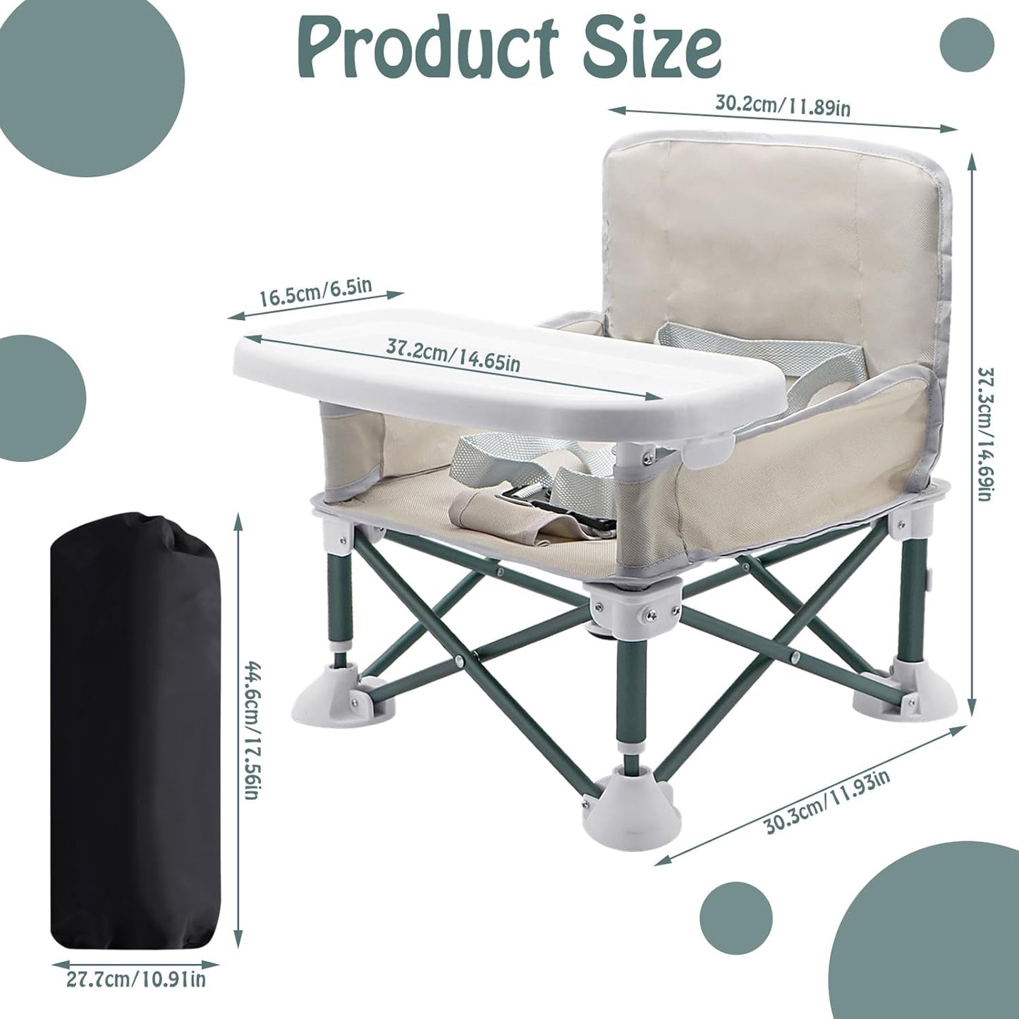 Portable Folding Baby Highchair with Tray Travel Booster Seat