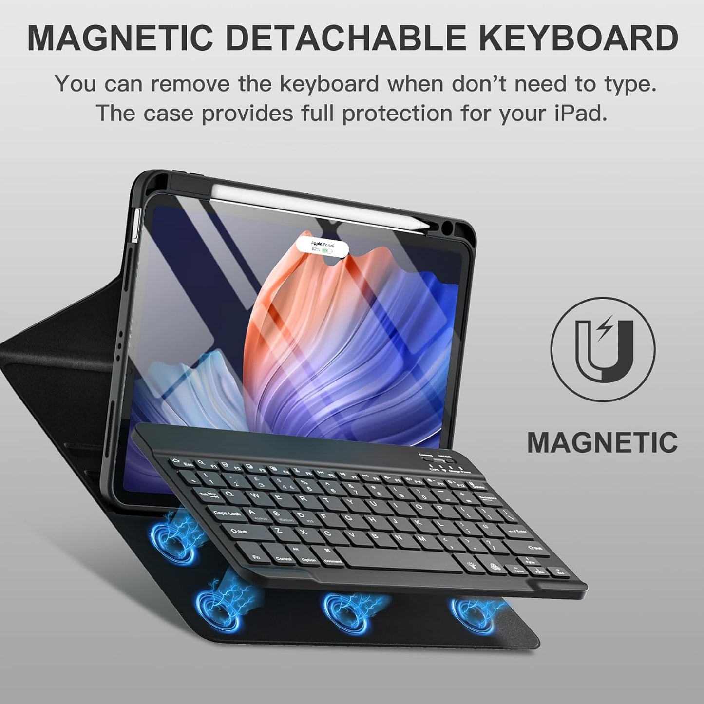 iPad Air 11" Keyboard Case UK Layout Backlit Detachable Cover Black B0CD7LHRPM