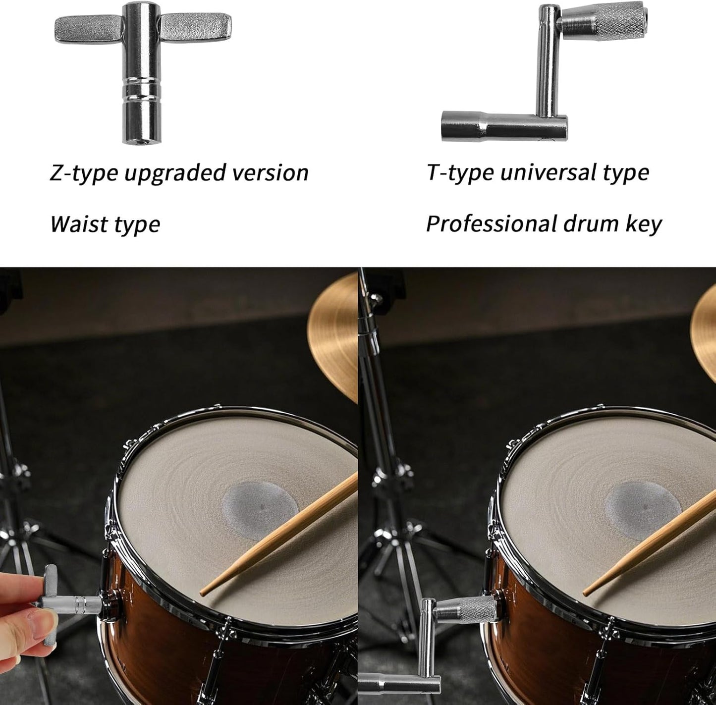 BOXOB Drum Key Drill Bit Set 8pcs Square Lug Drum Tuning Tool