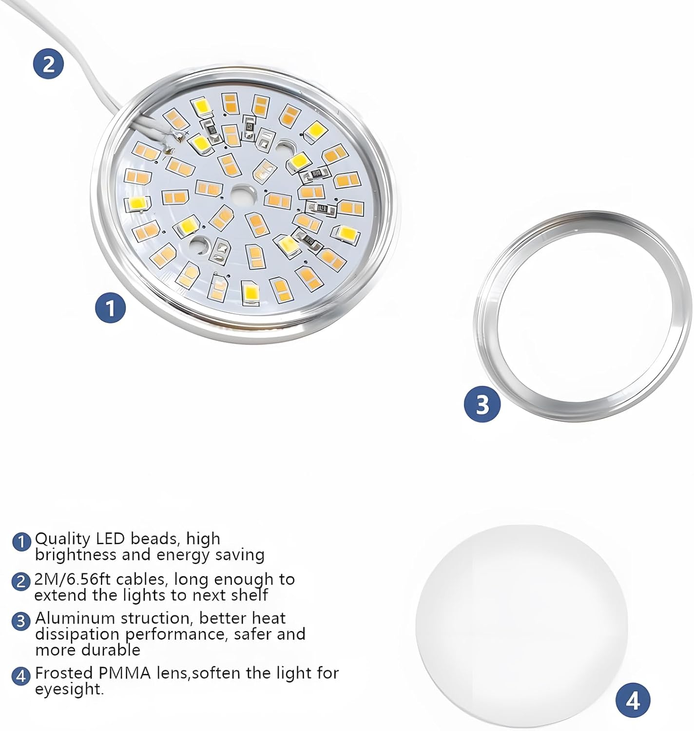 LightingWill LED Under Cabinet Puck Lights 3 Pack Warm White Kitchen Kit B07D6PRDYW