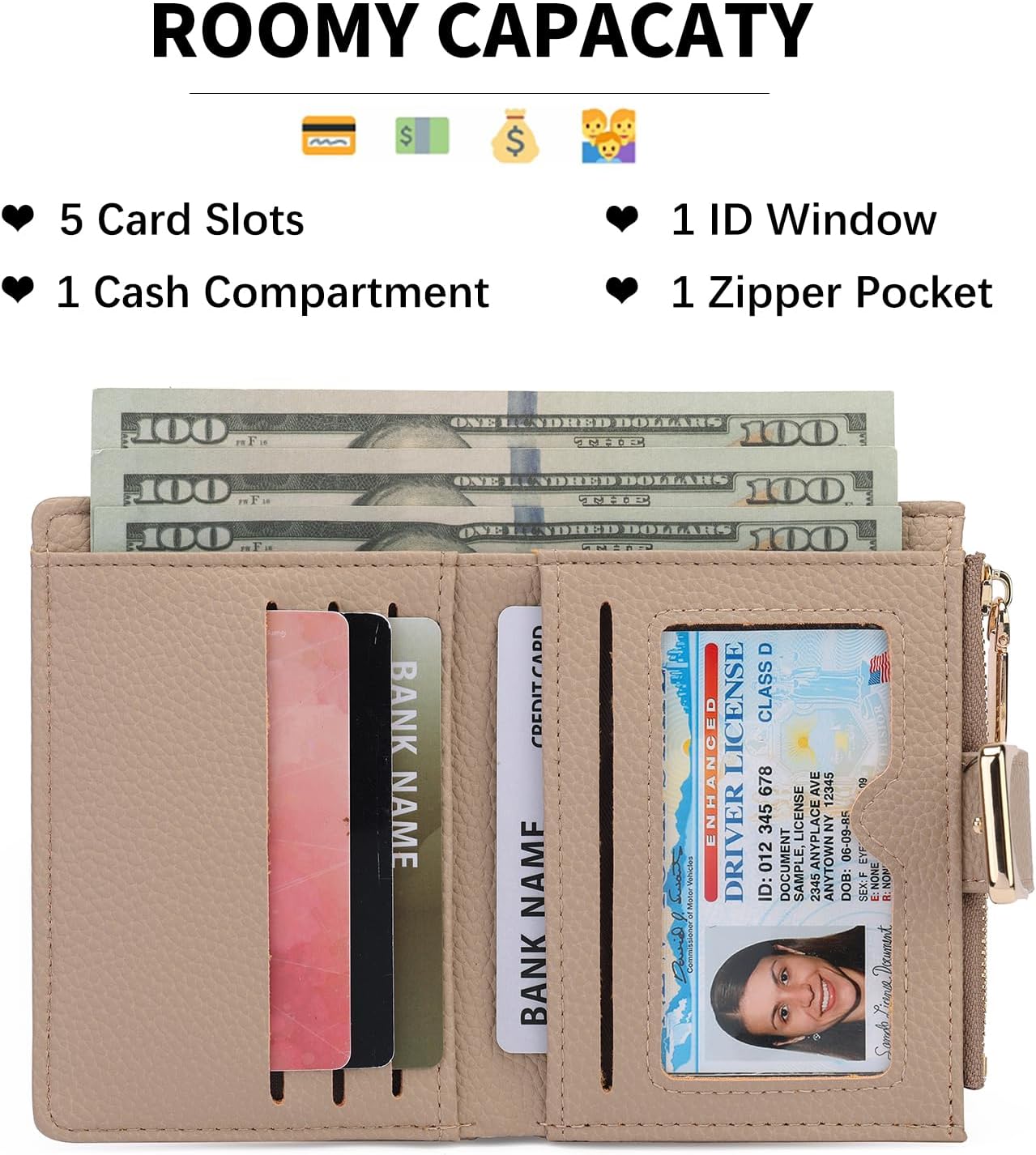 GOIACII Women’s Vegan Leather Bifold Wallet Compact Card Holder Purse B0FD73XYB4
