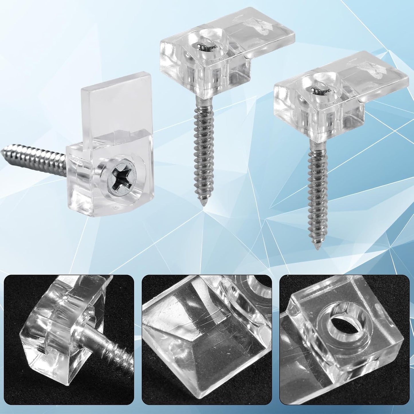 BOXOB Mirror Retainer Clips Cabinet Glass Mounting Fixings Kit