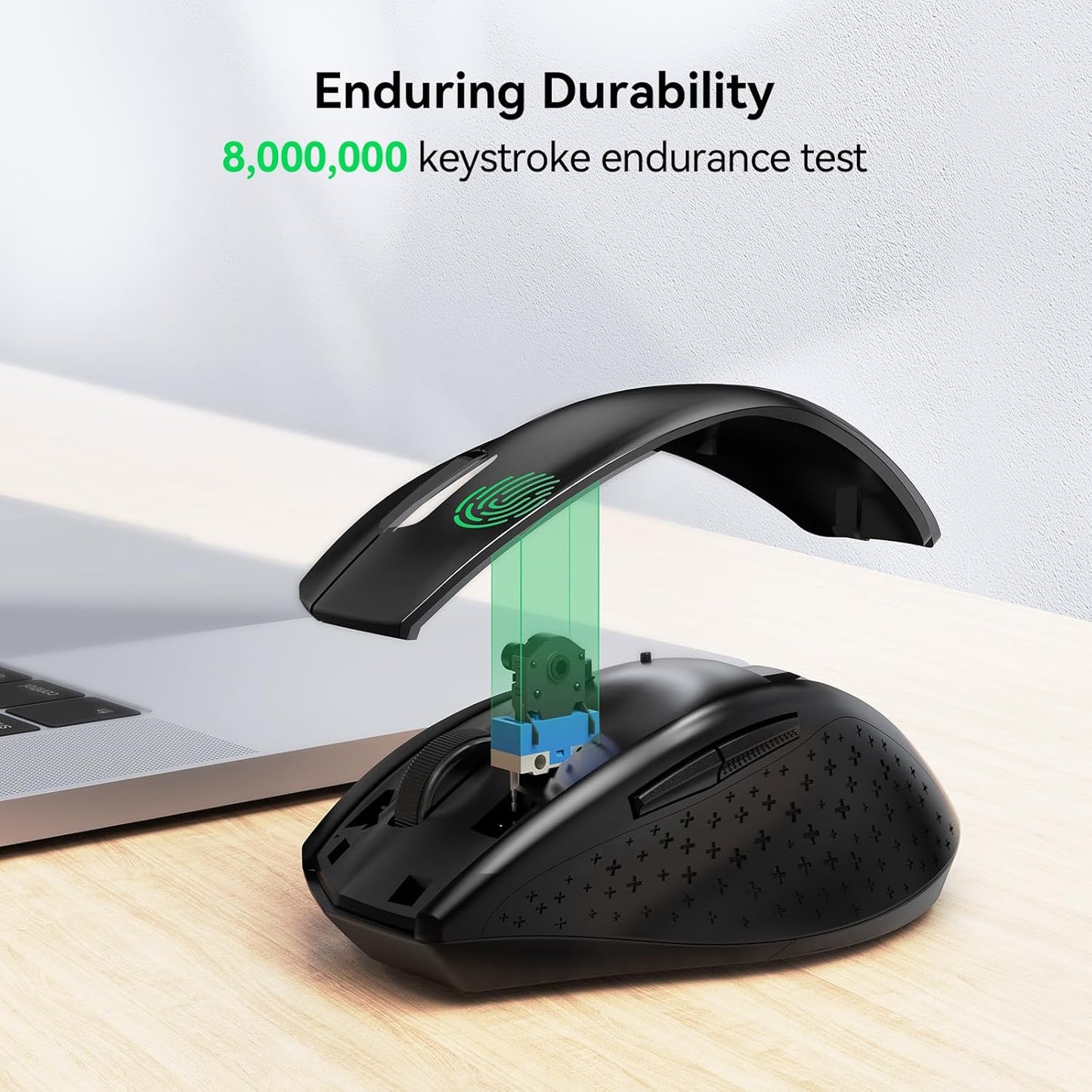 Wireless Mouse USB C Adapter 4800 DPI Ergonomic 6 Level Battery