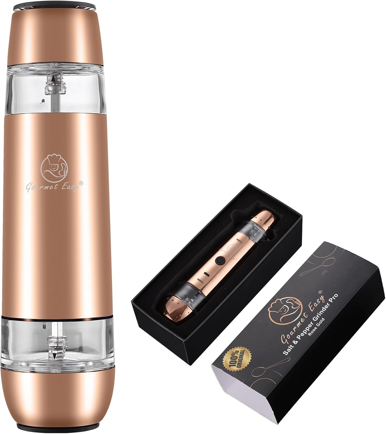 2-in-1 Electric Salt & Pepper Grinder Set, USB-C Rechargeable, Adjustable Mill