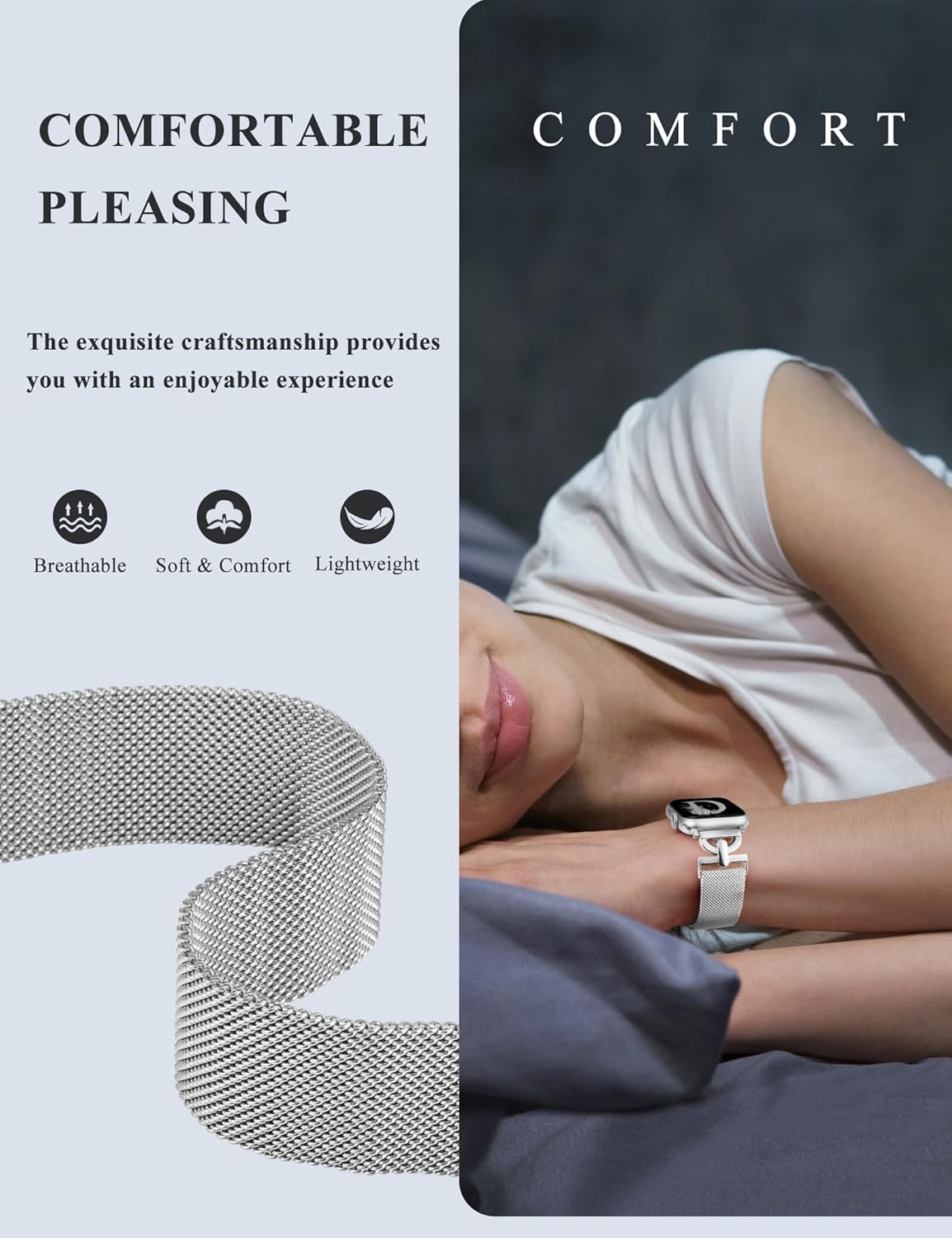 BEEXI Magnetic Adjustable Replacement Watch Strap Compatible Band