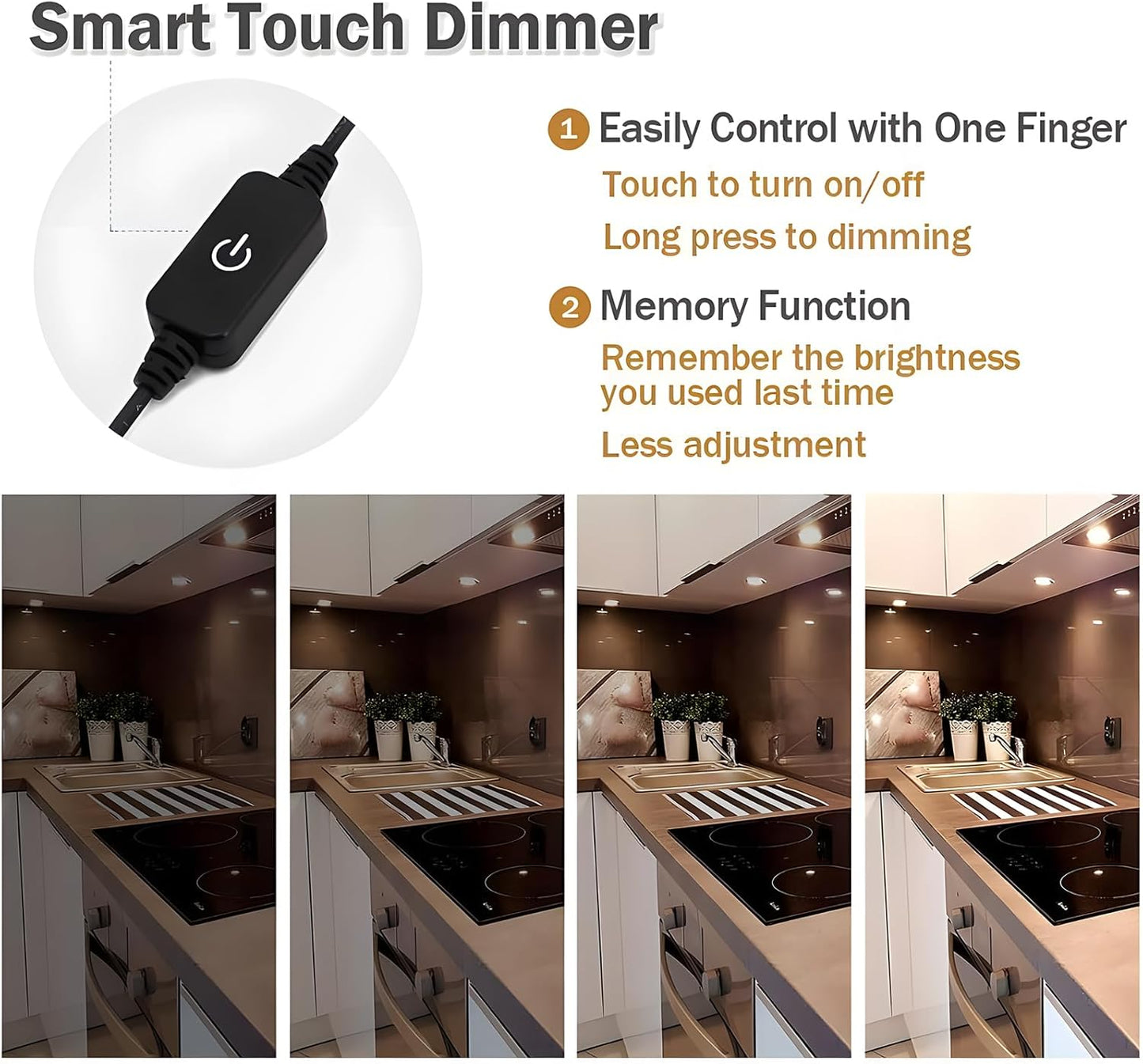 LightingWill LED Under Cabinet Puck Lights 3 Pack Warm White Kitchen Kit B07D6PRDYW
