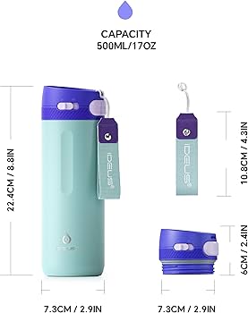 IDEUS 500ml Insulated Stainless Steel Water Bottle Leakproof Sports Flask B0DJW7YFK8