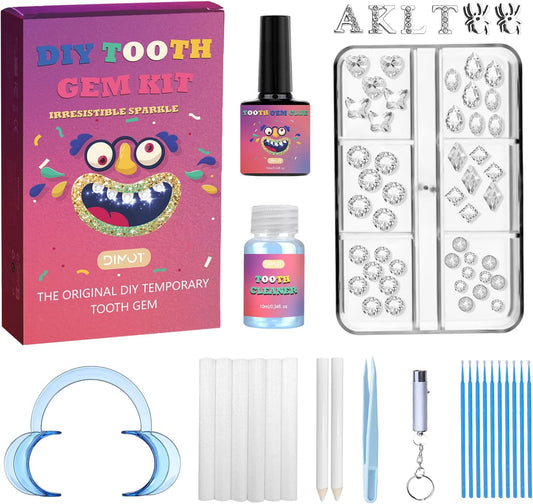 Tseriact DIY Tooth Gem Kit – 125 Sparkling Crystals, Applicators & Adhesive