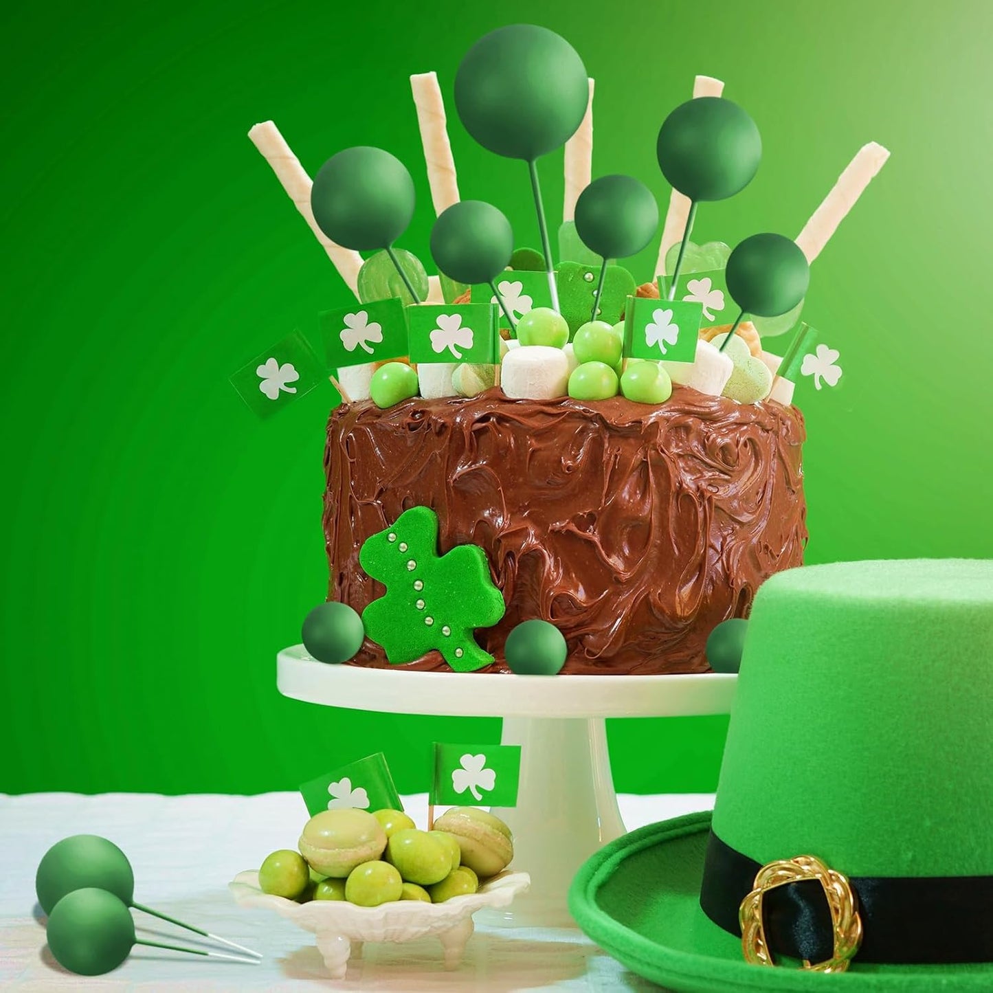 Dark Green Ball Cake Toppers 19pcs Mini Balloon Cake Picks Party Decor B0CNK7RNSG