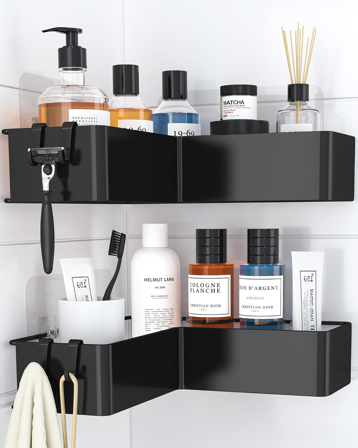 Kitsure Corner Shower Caddy 2 Pack Adhesive Bathroom Shelf Storage