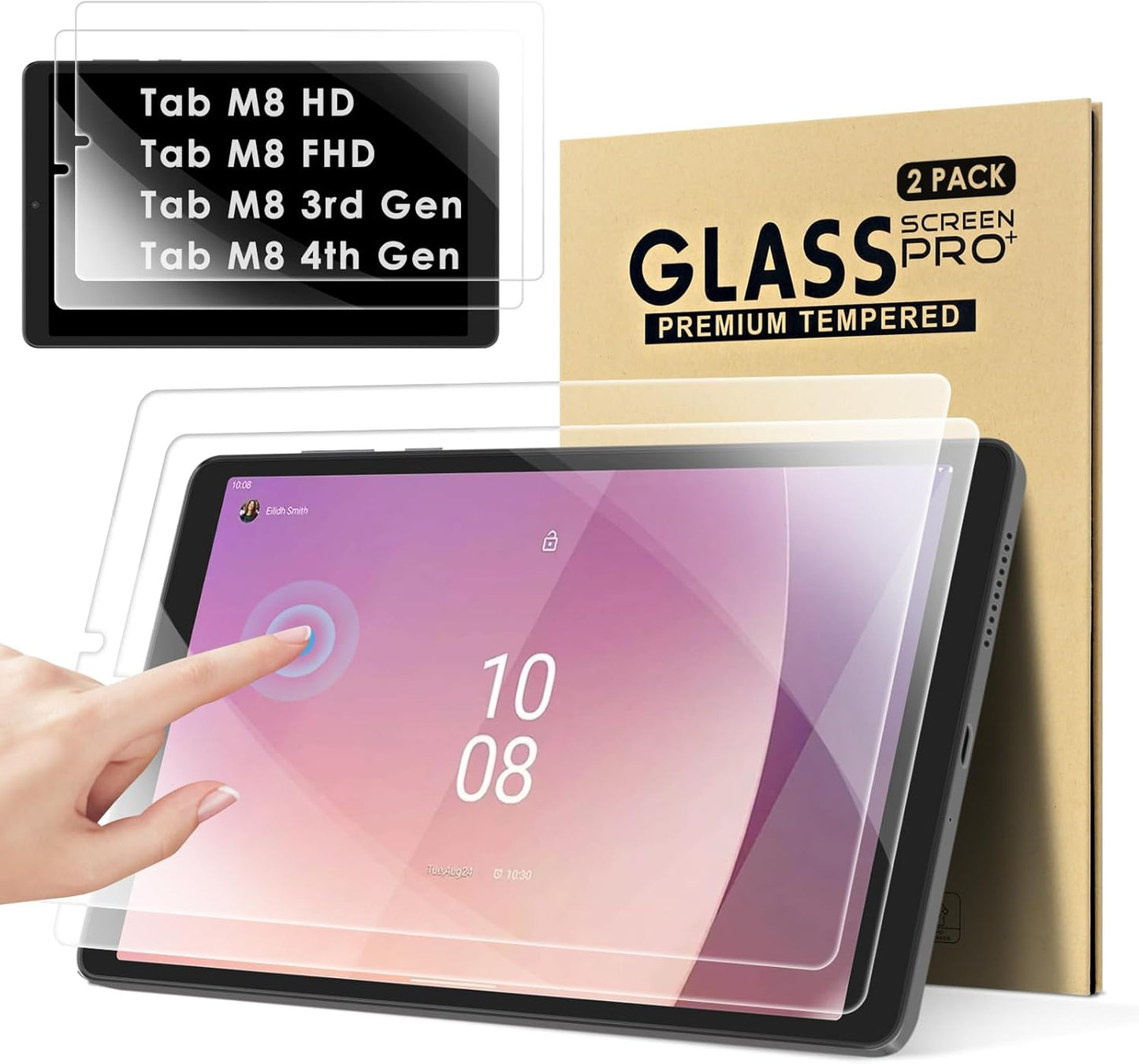 KATUMO 2-Pack Tempered Glass Screen Protector for Lenovo Tab M8