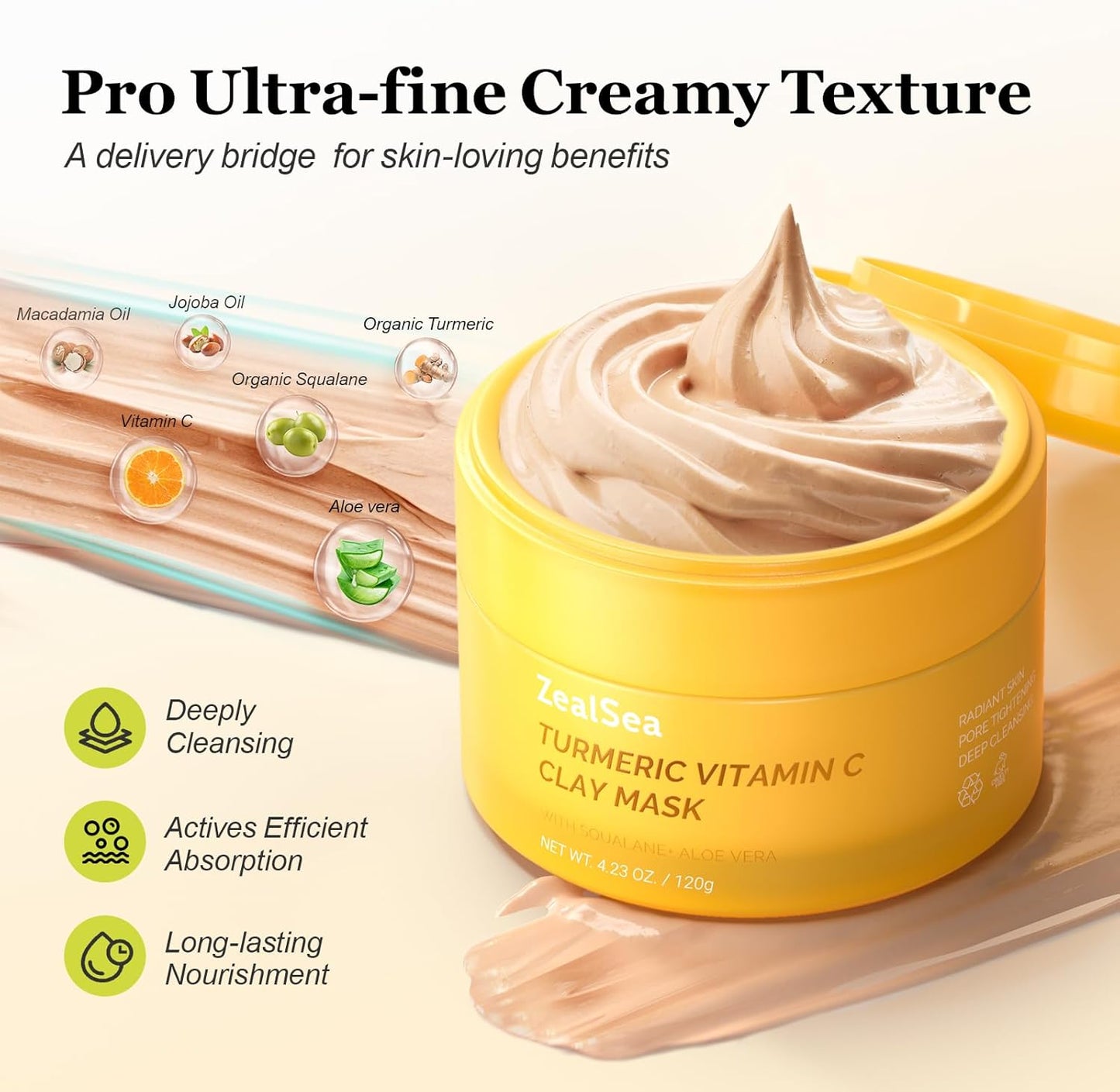 ZealSea Turmeric & Vitamin C Clay Mask 120 g – Brightening, Deep Pore Cleanser