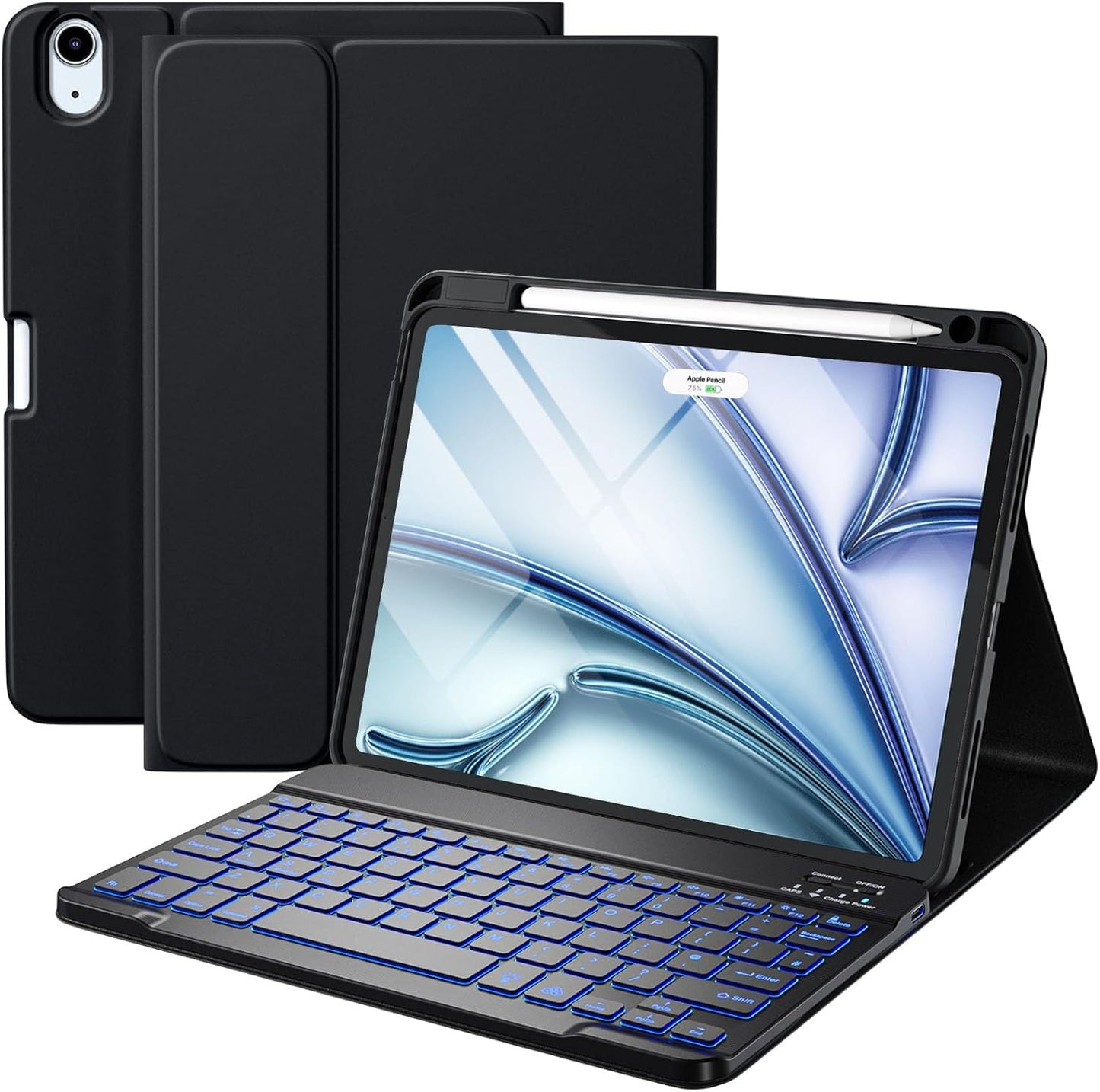 iPad Air 11" Keyboard Case UK Layout Backlit Detachable Cover Black B0CD7LHRPM