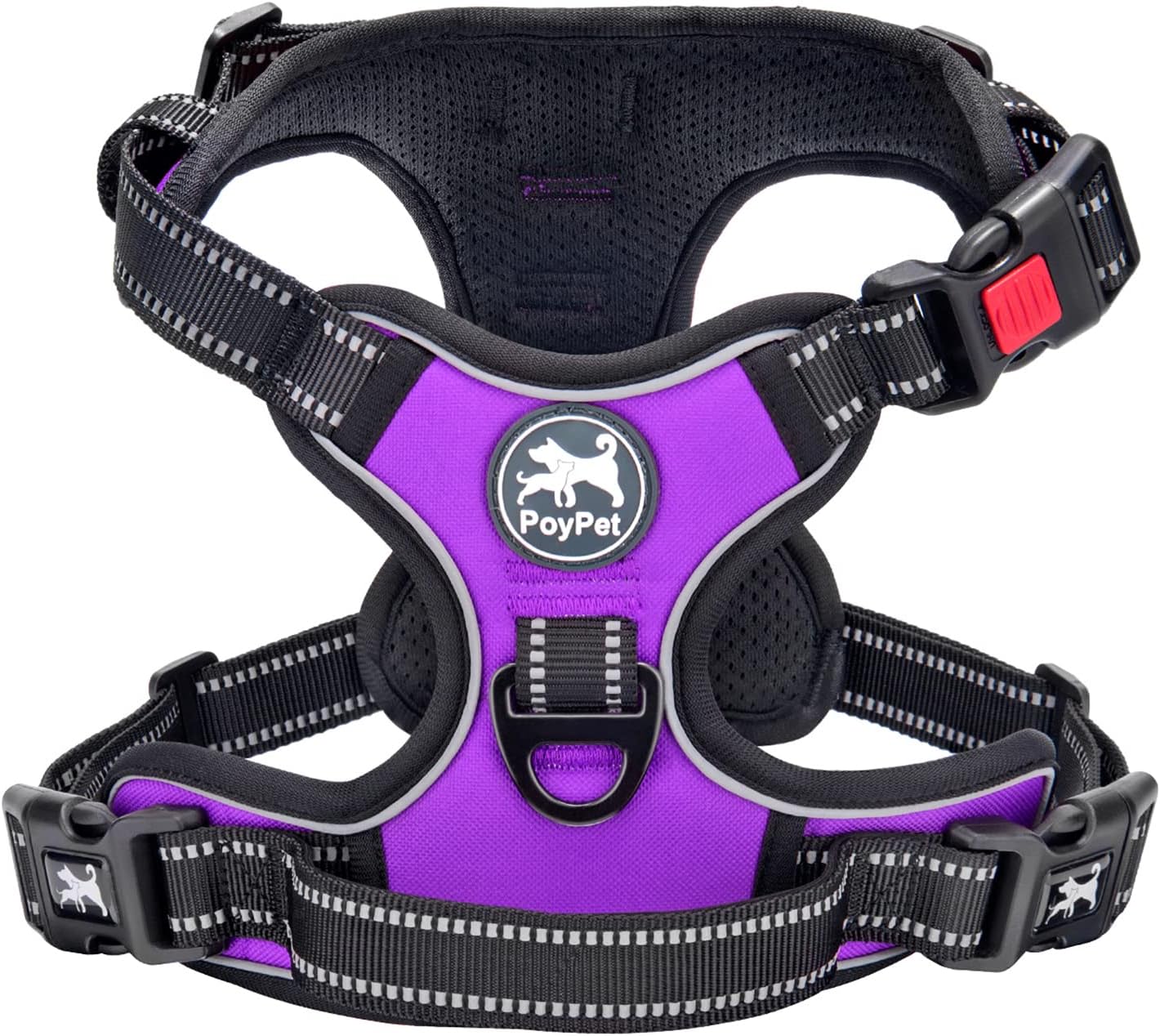 No Pull Dog Harness Reflective Adjustable Vest Purple Small