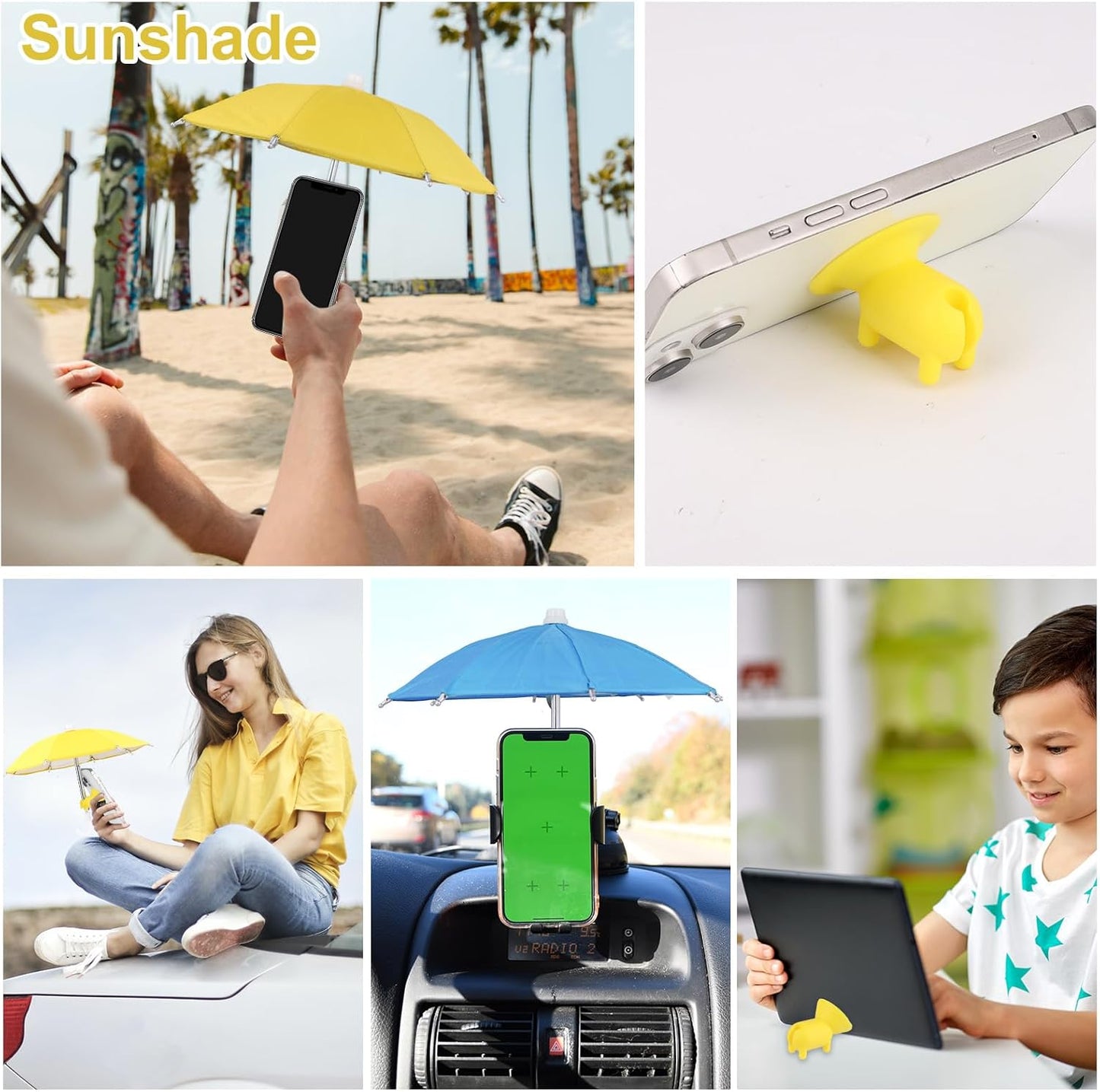 2x Phone Sun Shade Umbrella Anti-Glare Screen Protector Stand