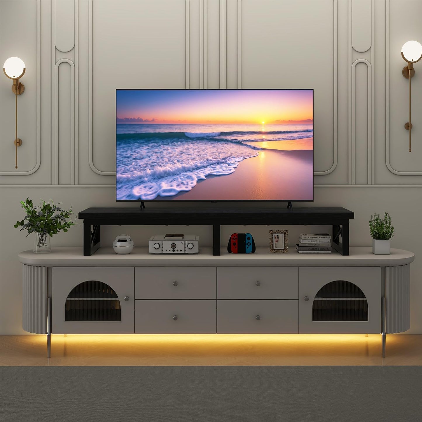 IBUYKE 45" TV Riser Stand with Storage Shelf for 32-60" TVs - Black