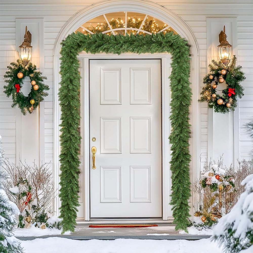 8.8ft Artificial Christmas Garland Green Festive Mantel Decor