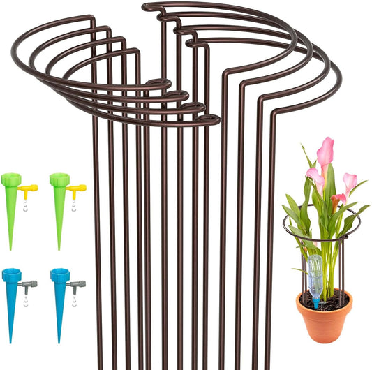 KAZITOO 8pk 60 cm Bronze Metal Plant Support Stakes – Climbing Flower & Veg Support