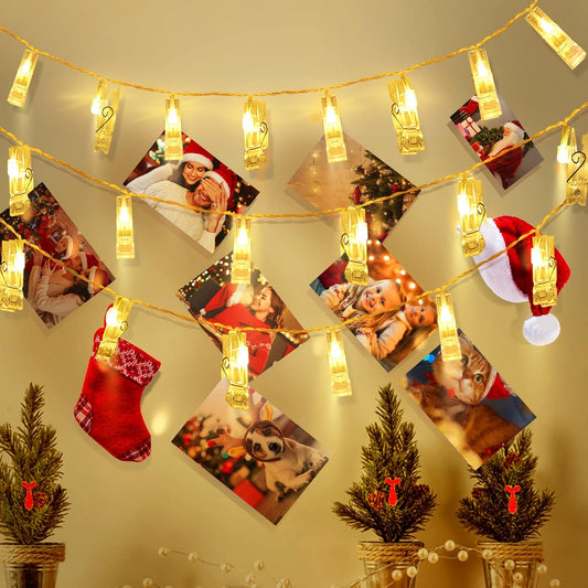 6 m 40 LED Photo Clip String Fairy Lights ‑ Battery Operated Wall & Room Décor
