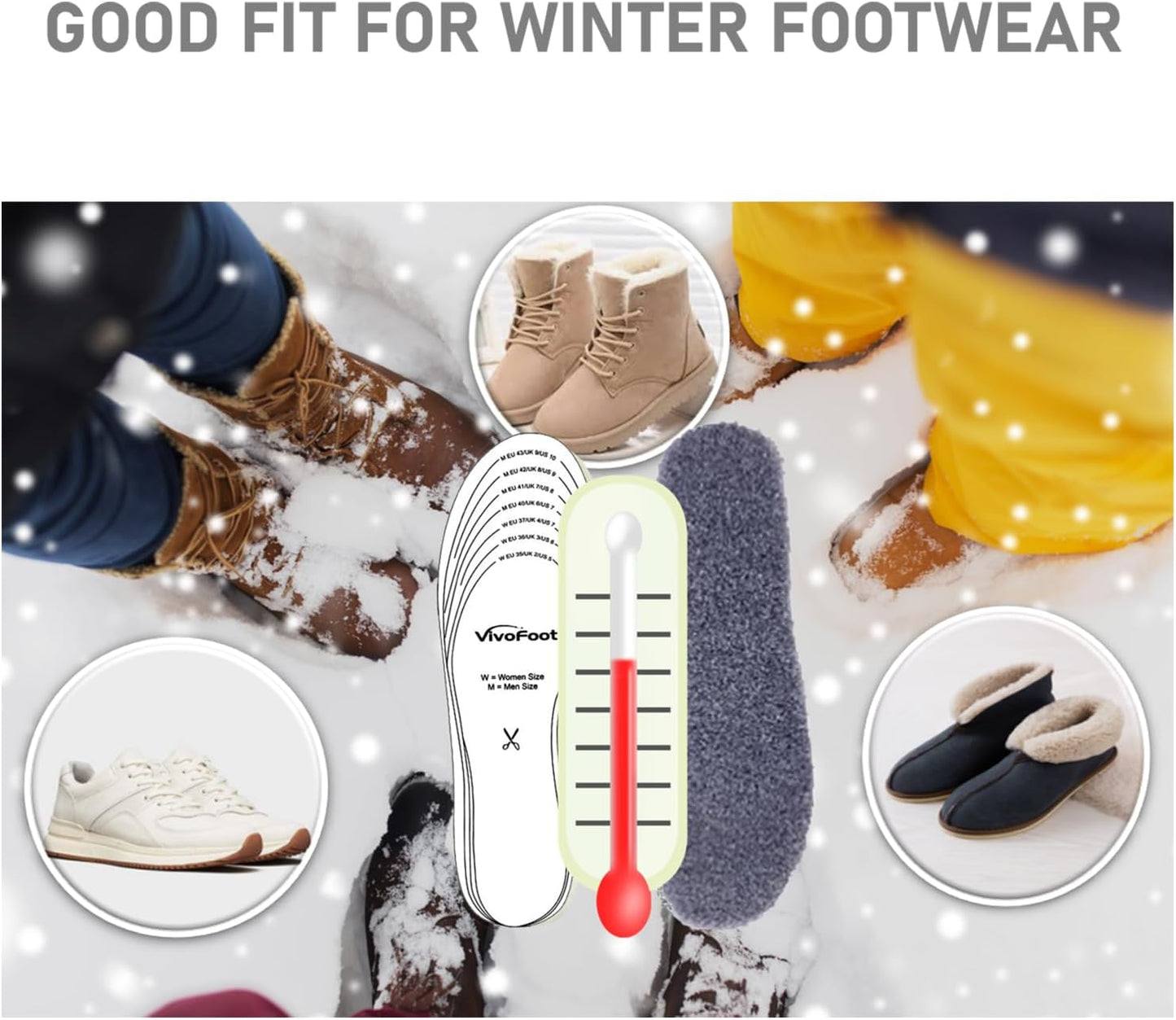 VivoFoot Premium Wool Insoles – 2 Pairs, Trimmable, Winter Warmers