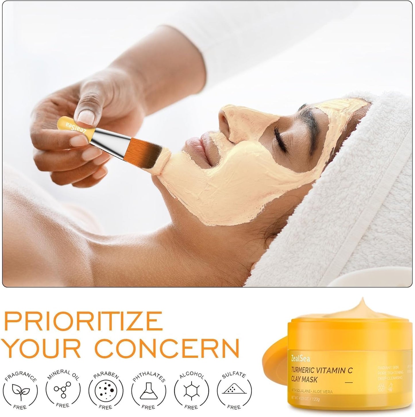 ZealSea Turmeric & Vitamin C Clay Mask 120 g – Brightening, Deep Pore Cleanser