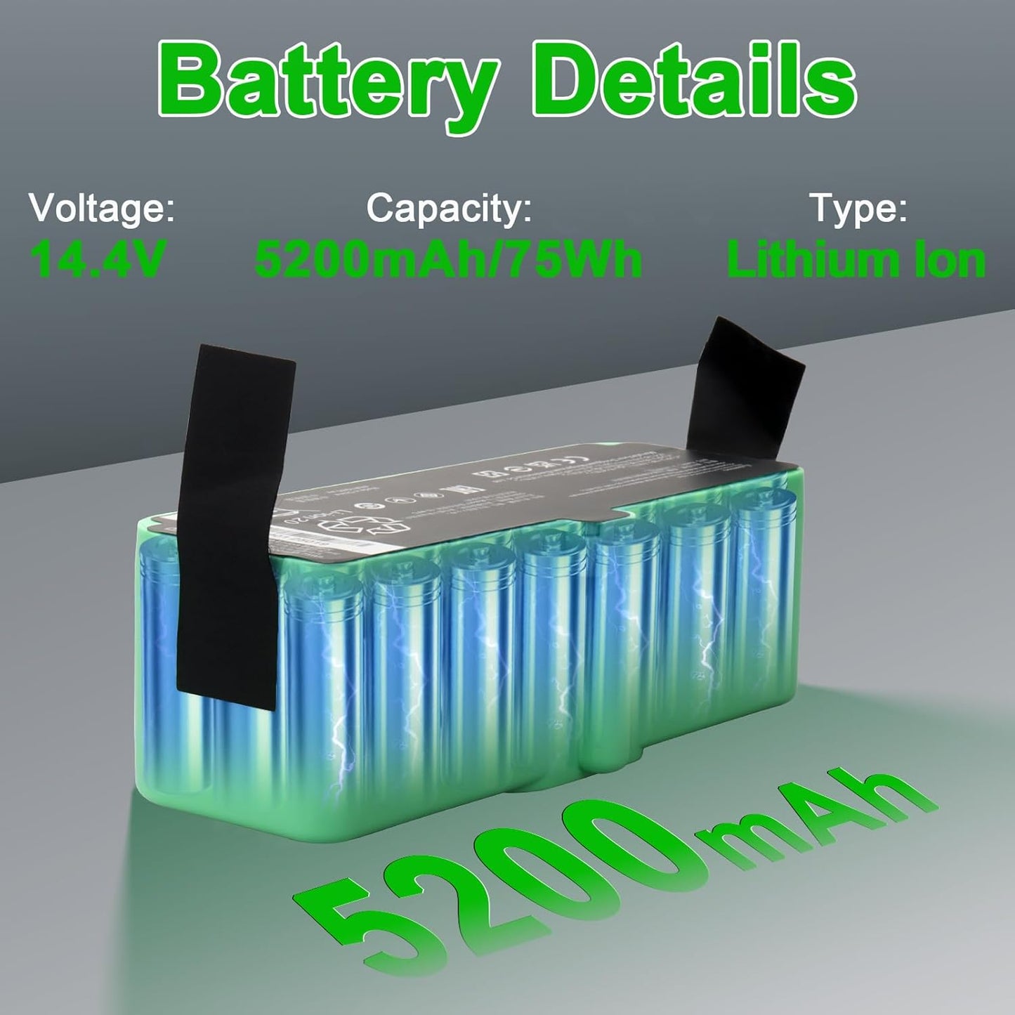 MXJFYY 14.4V 5200mAh Li-ion Replacement Battery for Roomba 500-900