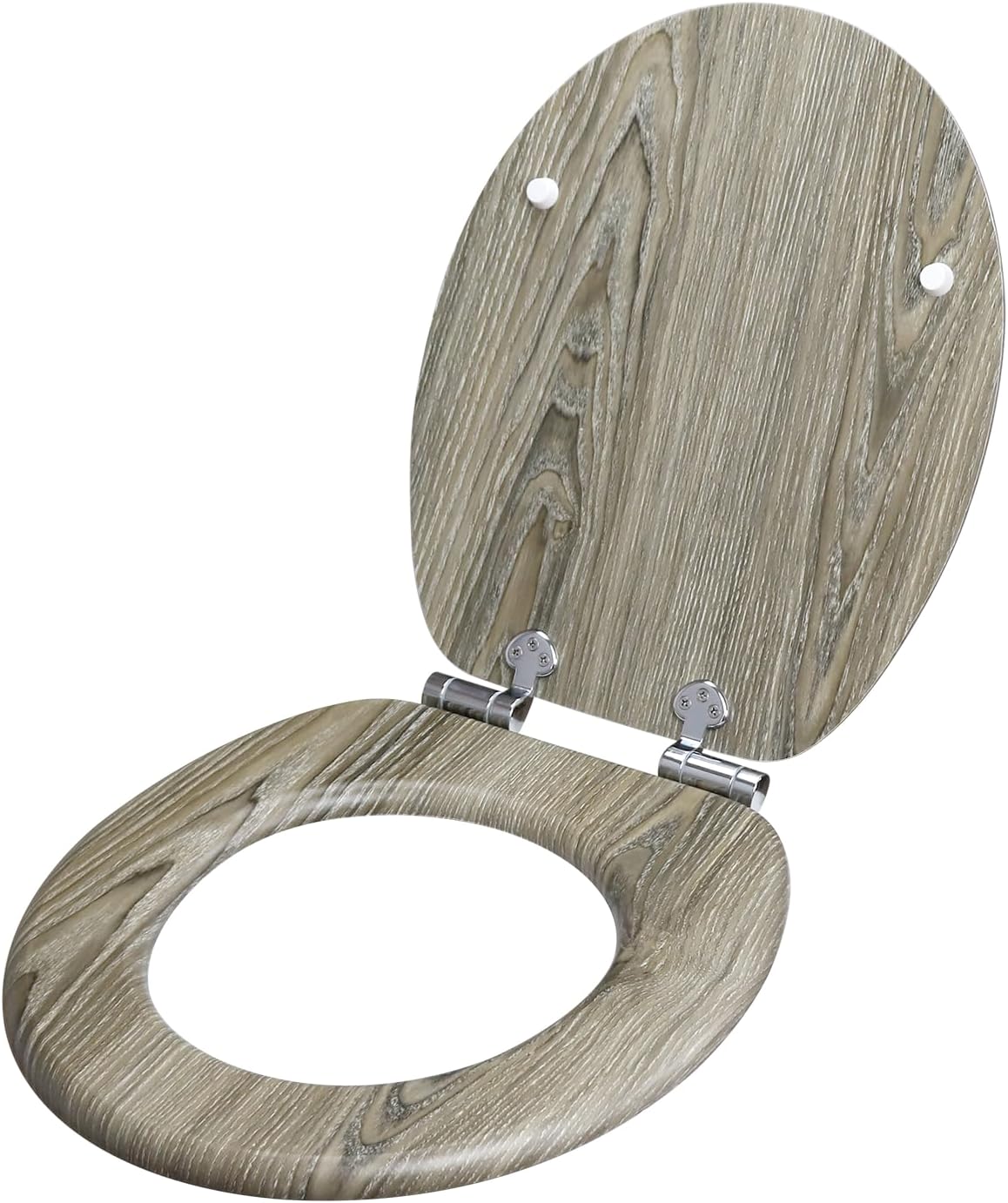 Wooden Toilet Seat Soft Close Oval MDF Adjustable Hinges Natural