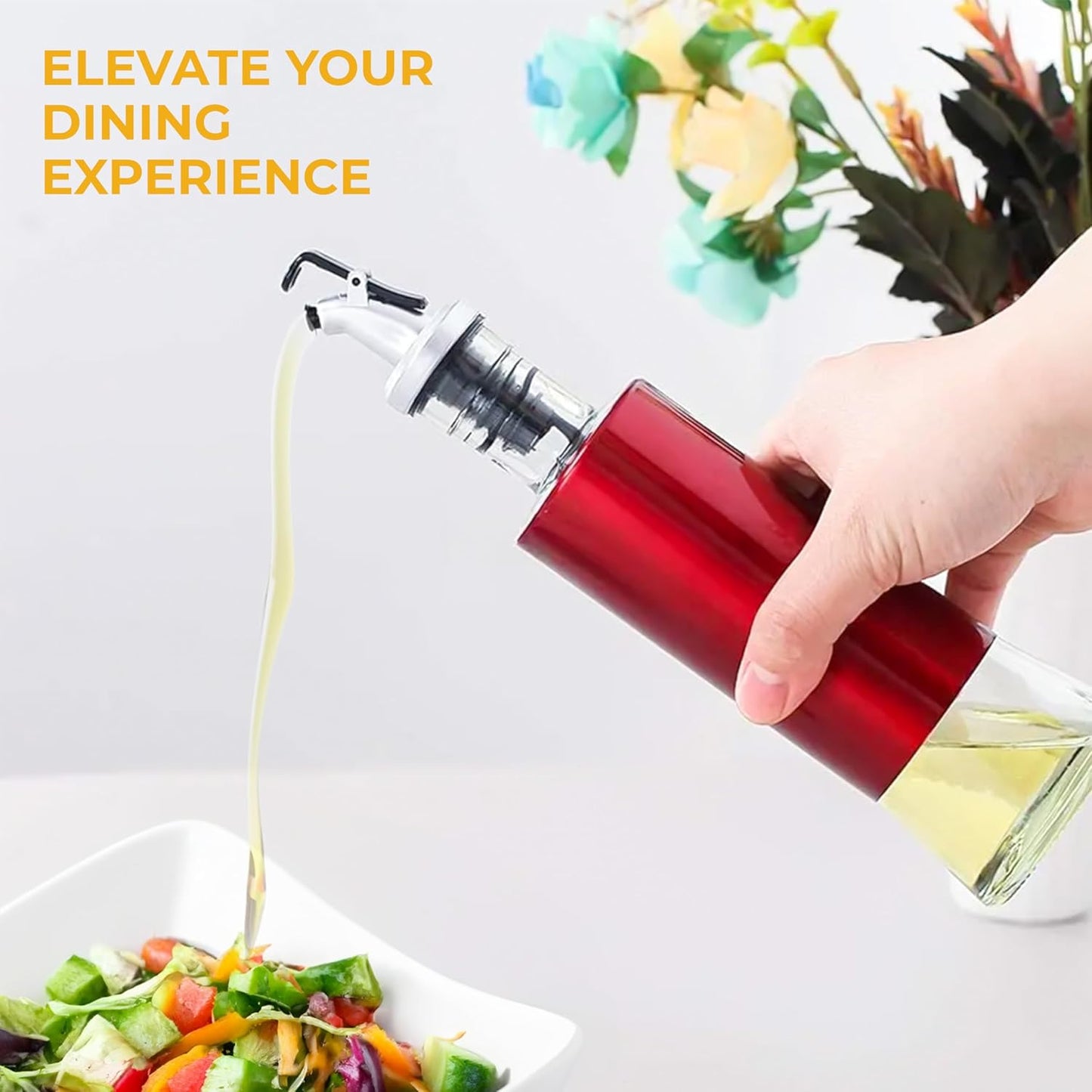 Regal Trunk Oil & Vinegar Dispenser Set – 2 Glass Bottles 300ml Stainless Steel Lids