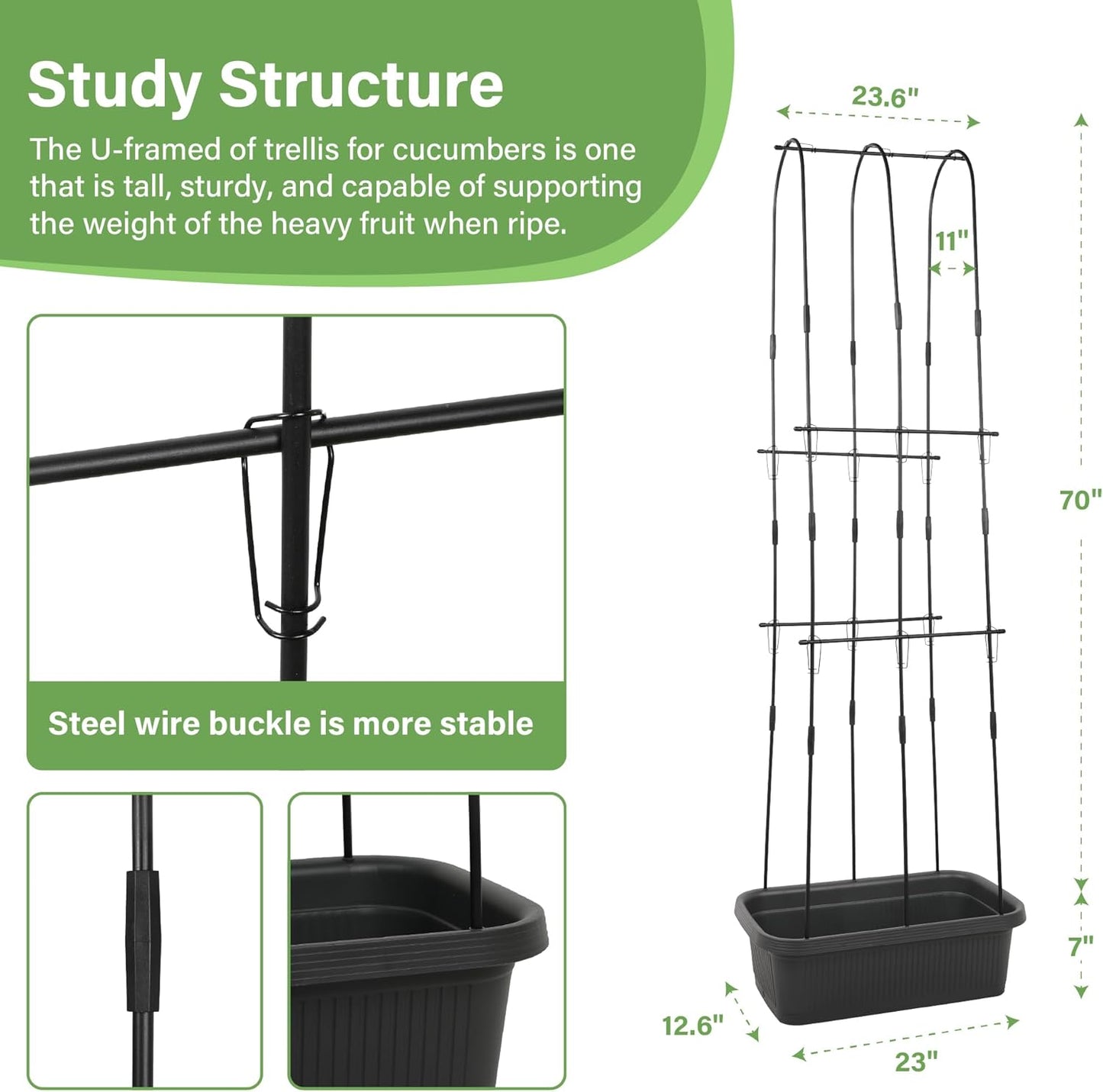 JonesHouseDeco 2Pcs Self-Watering Planter with Trellis for Veggies & Vines
