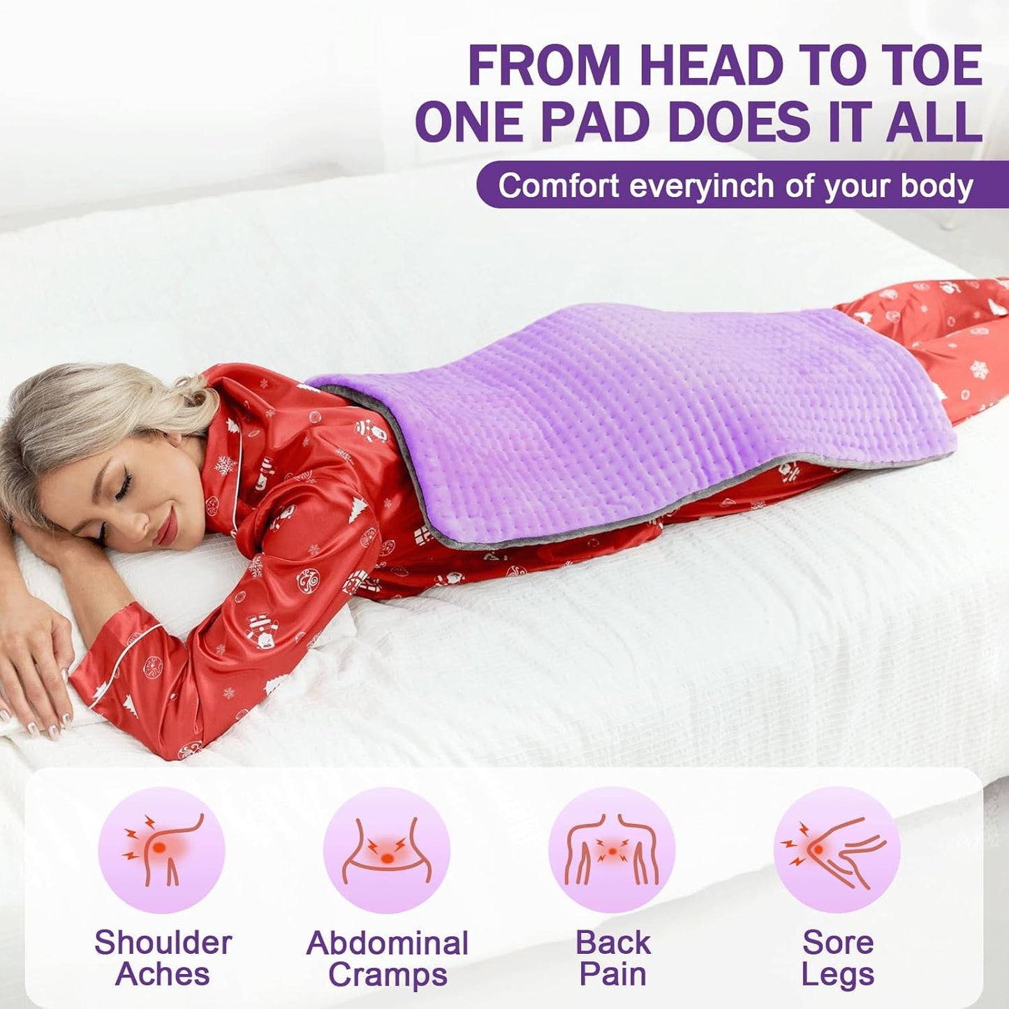 Electric Heat Pad For Back Neck Shoulder Relief 30x60cm 9 Levels Timer Flannel