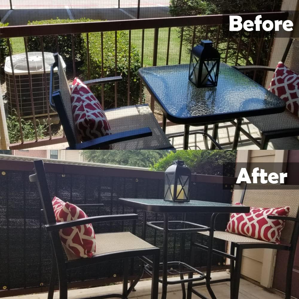 Balcony Privacy Screen Fence Cover UV Weatherproof Windscreen 0.9x6m Black