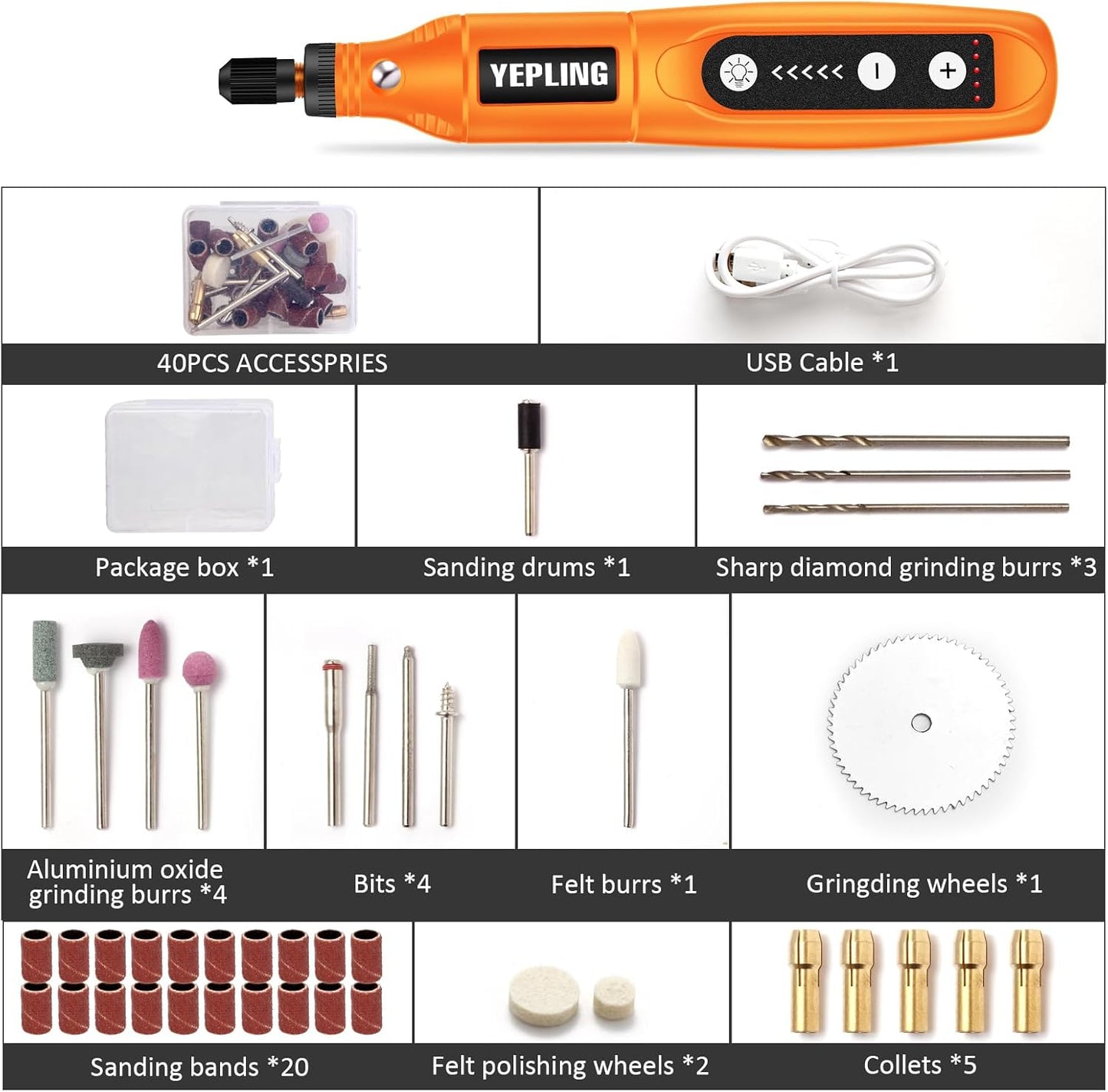 Wireless Rotary Tool 3.7V Mini Electric DIY Multi Tool Kit 40pcs