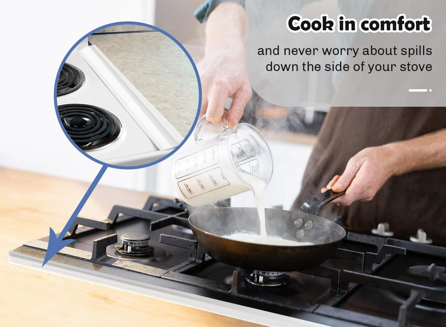 2Pc Stove Counter Gap Filler 30in Silicone Strip Kitchen Spill Guard